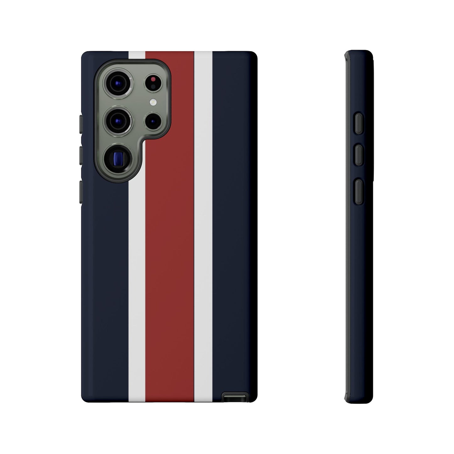 Lunar Midnight & Red-White Striped Stylish Phone Case - Tough Cases, Custom iPhone Cover, Sleek Phone Accessories, Gifts for Him/Her