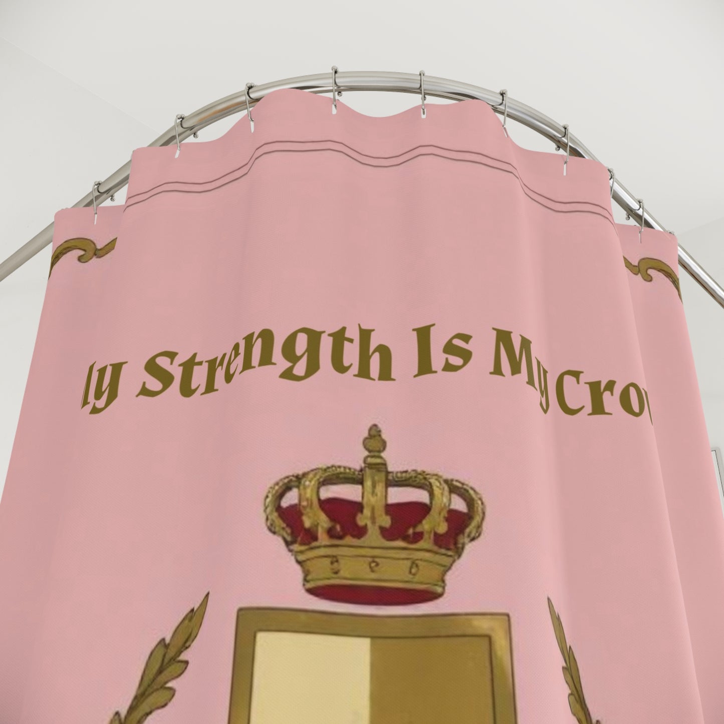 Crown & Crest Spiritual Quote Shower Curtain, Elegant Bathroom Decor, Faith-based Gift, Home Blessings, Self-Care Essentials