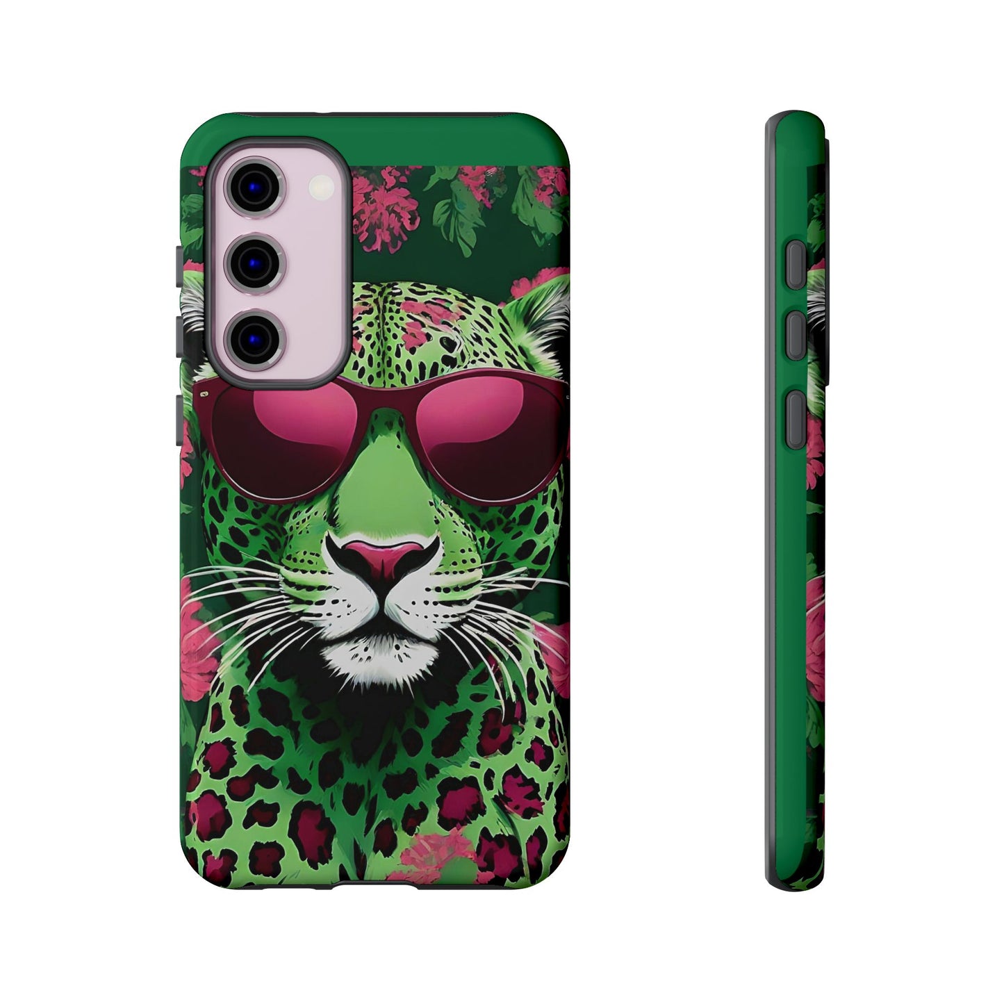 Phone Case - Lime Green & Burgundy Leopard In Sunglasses Design