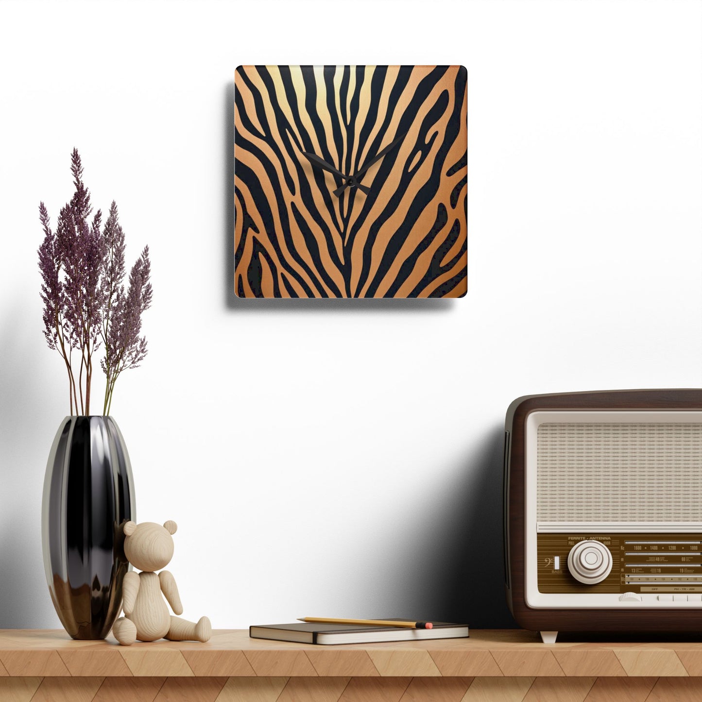 Stylish Zebra Print Acrylic Wall Clock - Modern Home Decor Accent