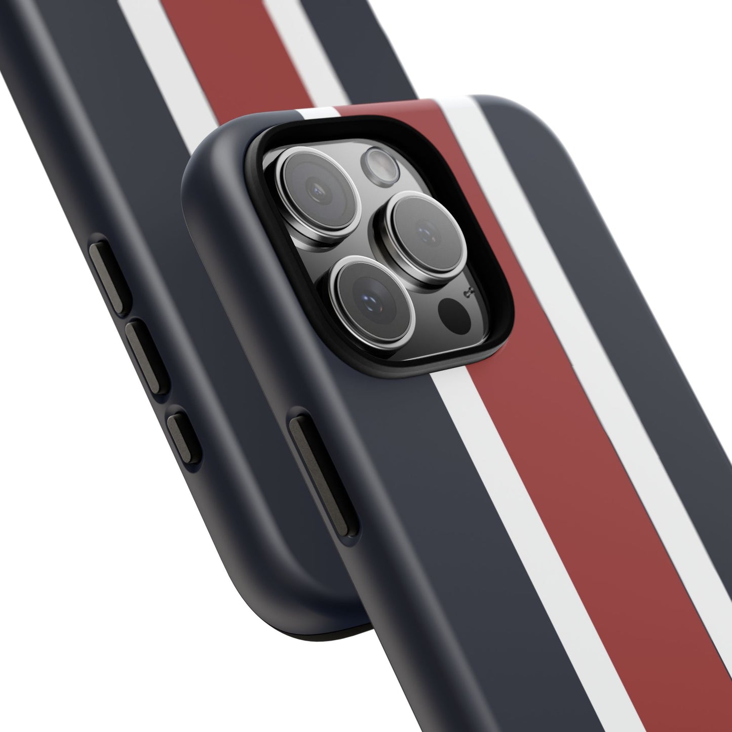 Lunar Midnight & Red-White Striped Stylish Phone Case - Tough Cases, Custom iPhone Cover, Sleek Phone Accessories, Gifts for Him/Her