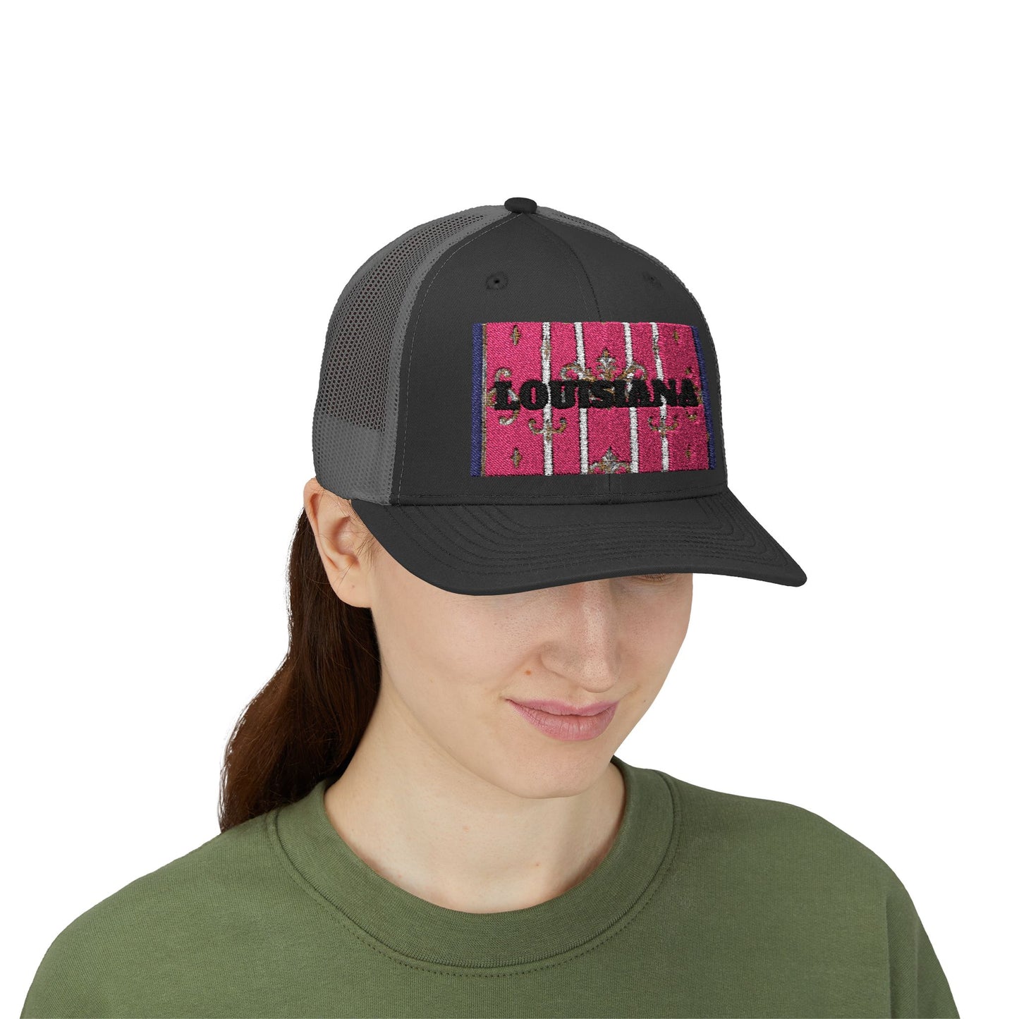 Louisiana Pink Beaded Snapback Trucker Cap | Festival Hat, Summer Accessory, Beach Wear, Gift for Travelers, Boho Style