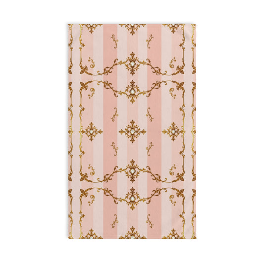Elegant Vintage-Inspired Hand Towel | Floral Jeweled Gold Baroque Design for Luxurious Home Decor