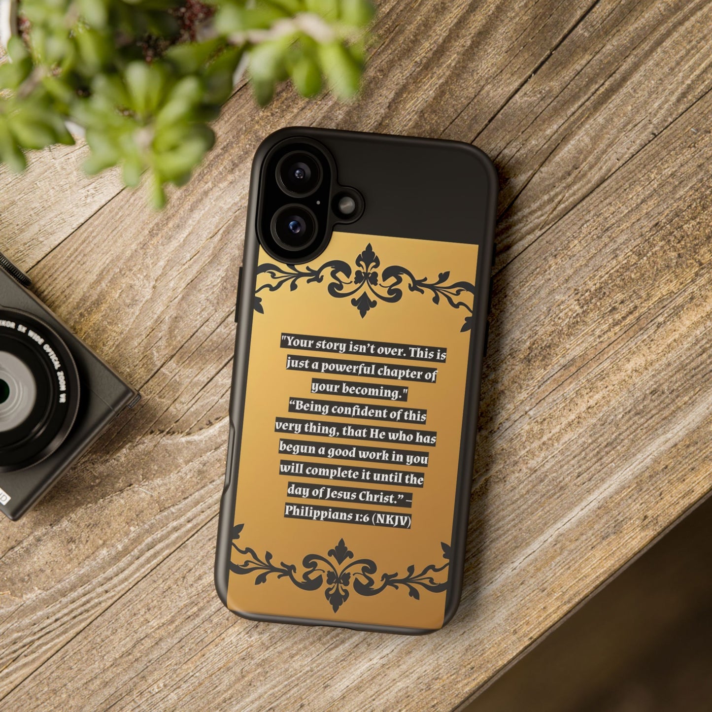 Elegant Floral Motif Phone Case - Tough Cases with Vintage Design - "Your story isn't over"