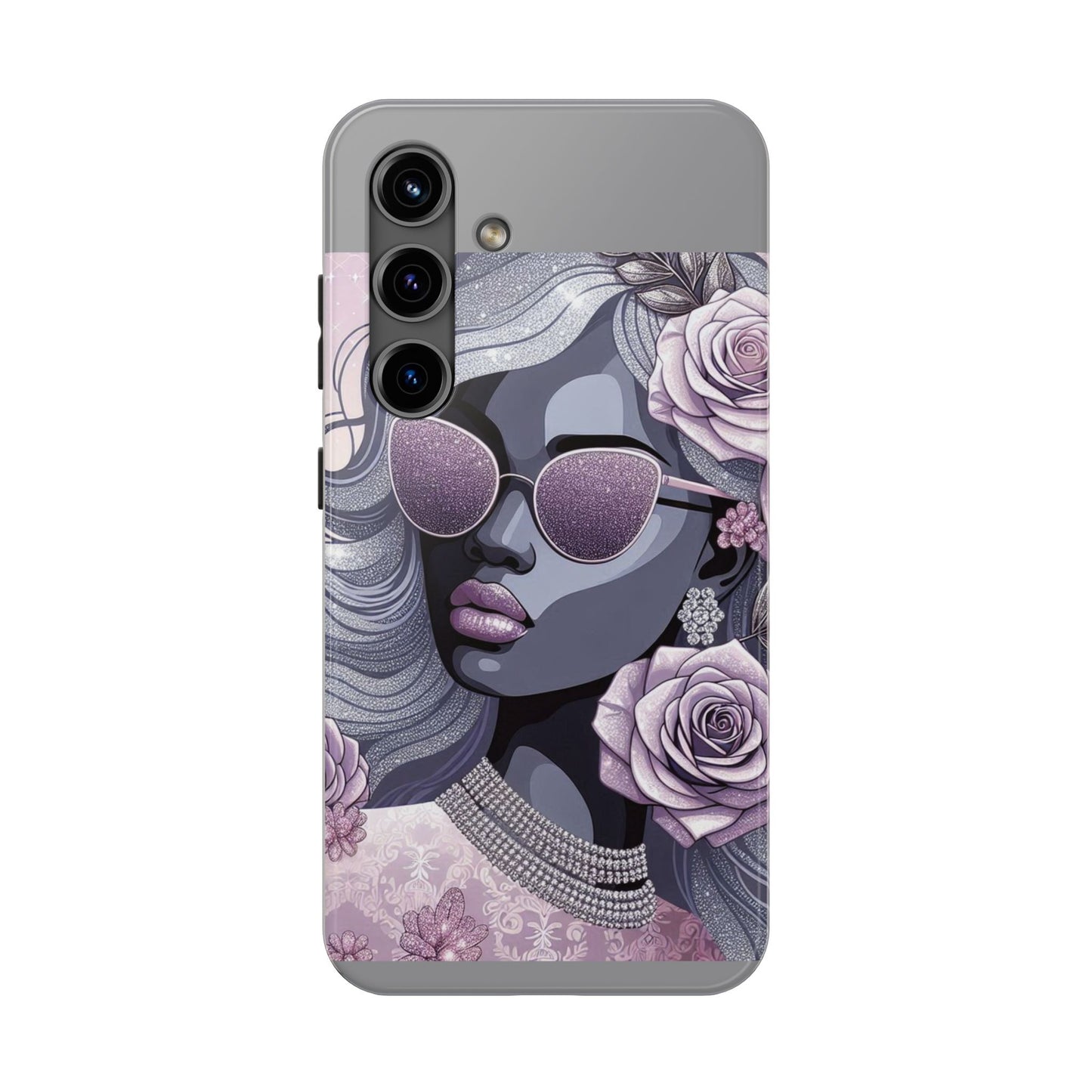 Glamorous Floral Tough Phone Case - Chic Protection for Trendsetters - Lilac & Lavender