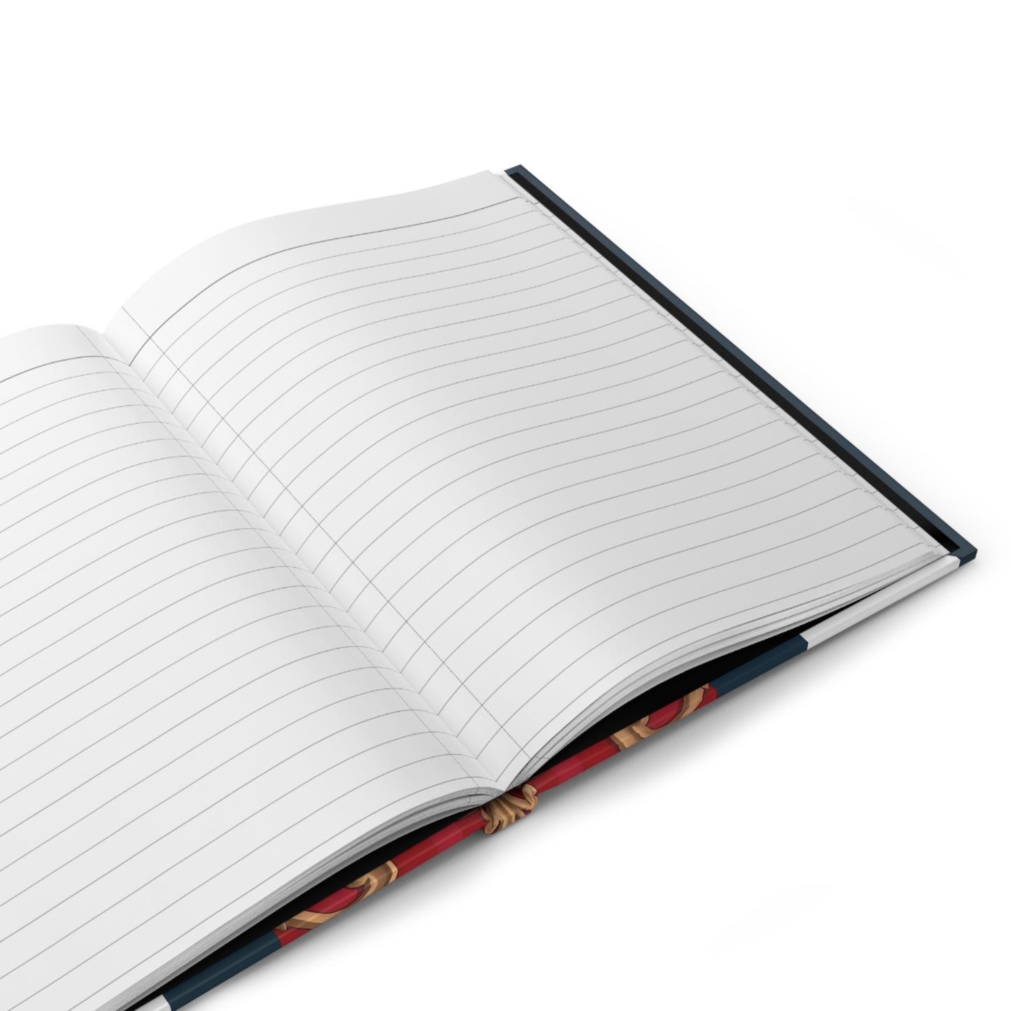 Elegant Red and Gold Hardcover Journal - Perfect for Journaling, Note-Taking, Gift for Writers, Creative Expression - Blue, Red & White Striped Baroque