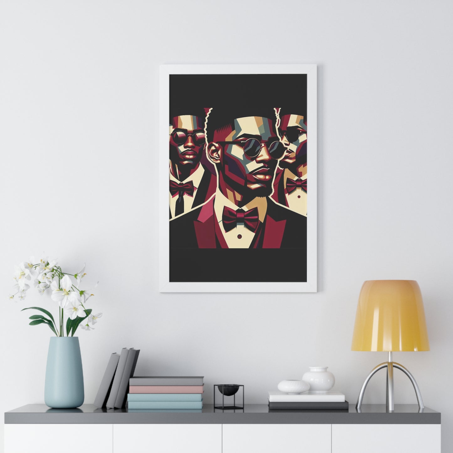 Stylish Framed Vertical Poster - Modern Art for Home Decor - Man In Burgundy Suit