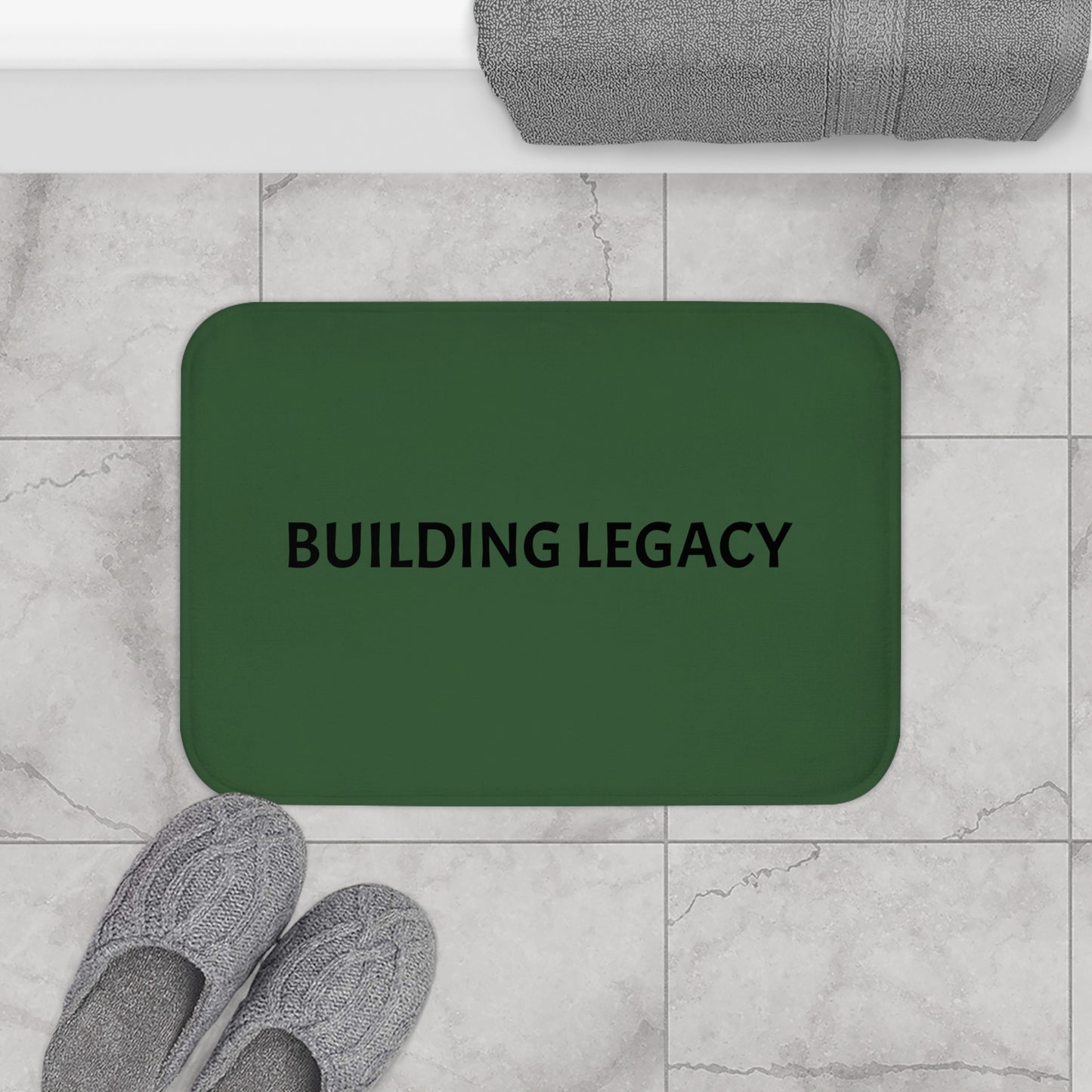 Inspirational Bath Mat - Building Legacy, Bathroom Decor, Home Accessories, Motivational Gift, Wellness Reminder