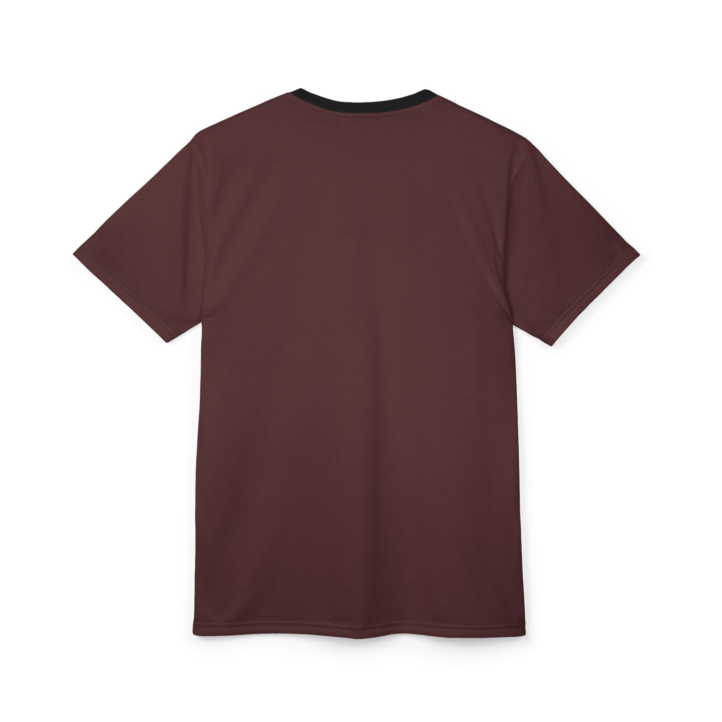 Stylish Brown Merlot (Black Collar) Unisex AOP Tee - Comfy Everyday Wear, Casual Outfit, Gift for Her, Gift for Him, Trendy Fashion