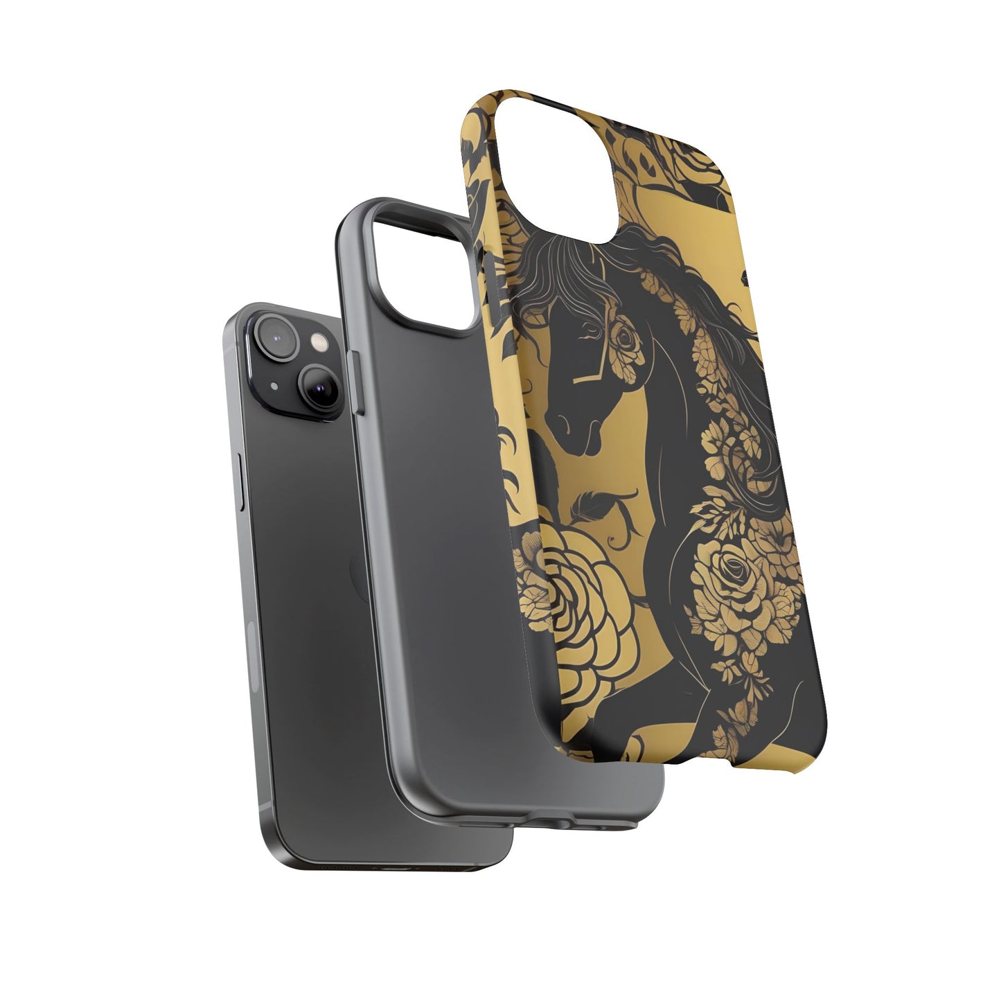 Phone Case - Elegant Horse & Roses Design