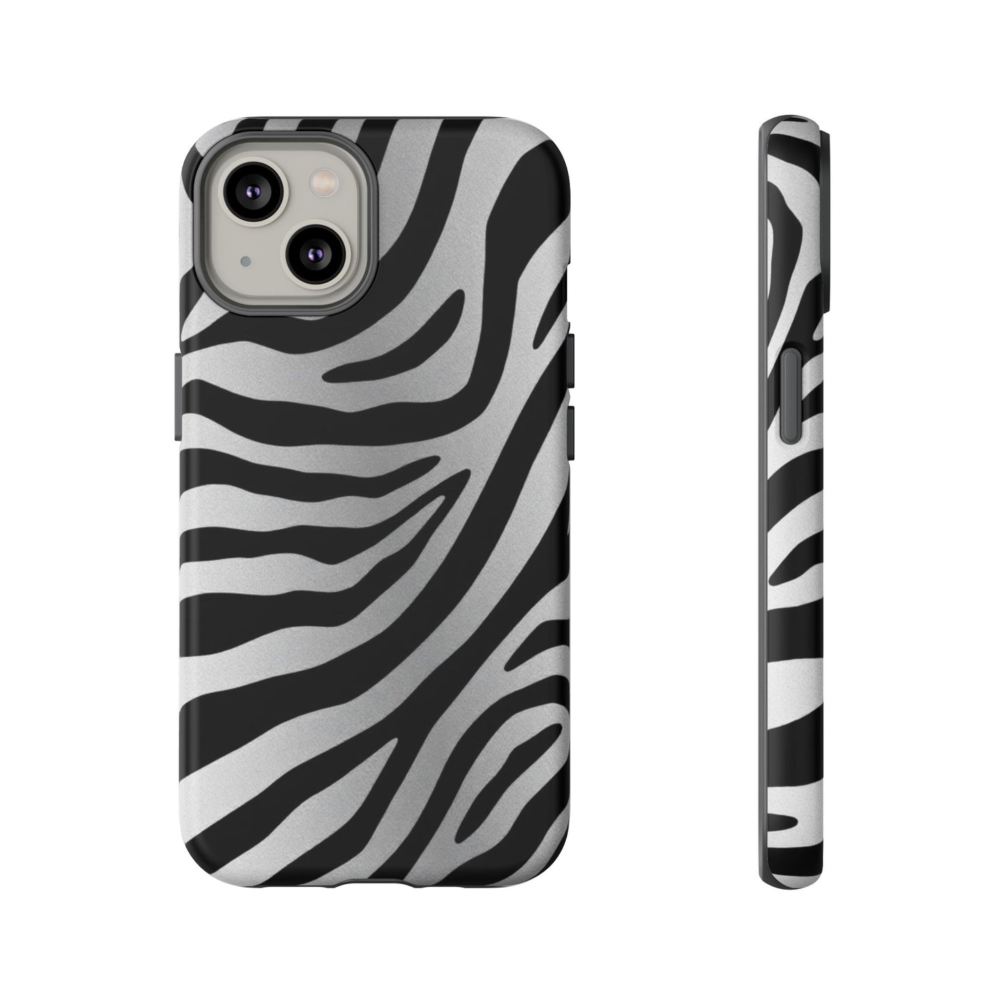 Zebra Print Tough Phone Case - Silver