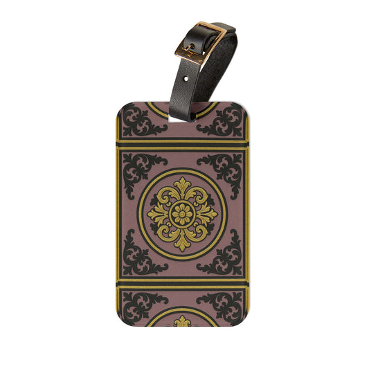 Chic Gilded Mauve With Gold-Black Baroque Vintage Luggage Tag, Elegant Travel Accessory, Personalized Gift for Travelers, Holiday Travel Gear