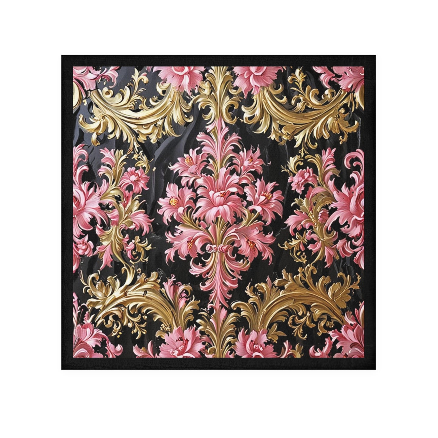 Elegant Floral Face Towel - Luxurious Spa Gift, Beauty Routine Essential, Home Decor, Stylish Hand Towels - Black & Pink Oil Painting Style Rococo