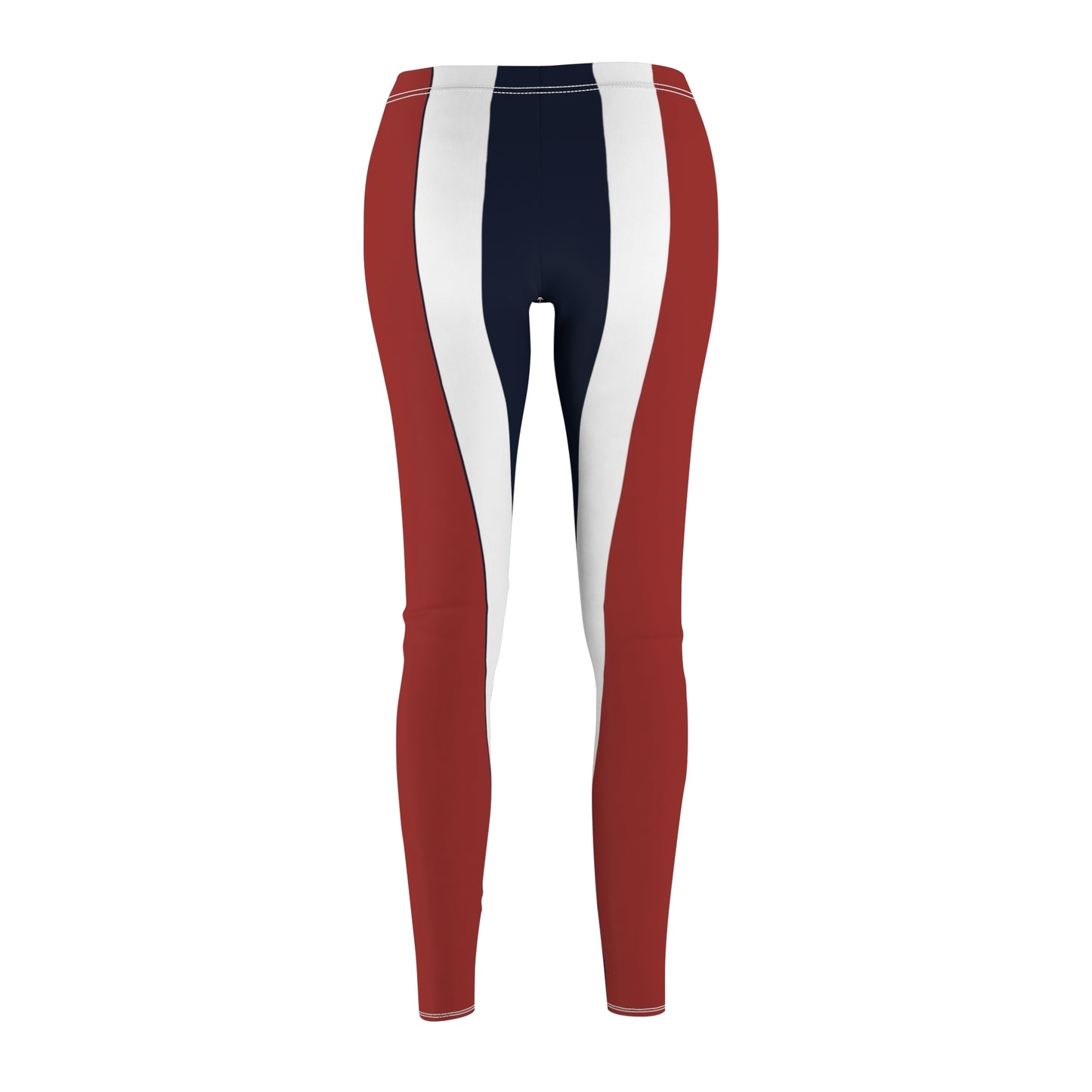 Lunar Midnight & Red-White Striped Stylish Casual Leggings for Women, Sporty Activewear, Fitness Leggings, Everyday Comfort, Perfect for Yoga & Workout