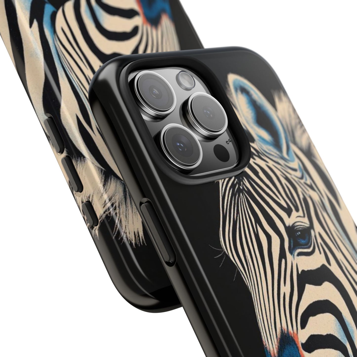 Zebra Tough Phone Case - Trendy Floral Design for Animal Lovers - Blue Zebra & Roses