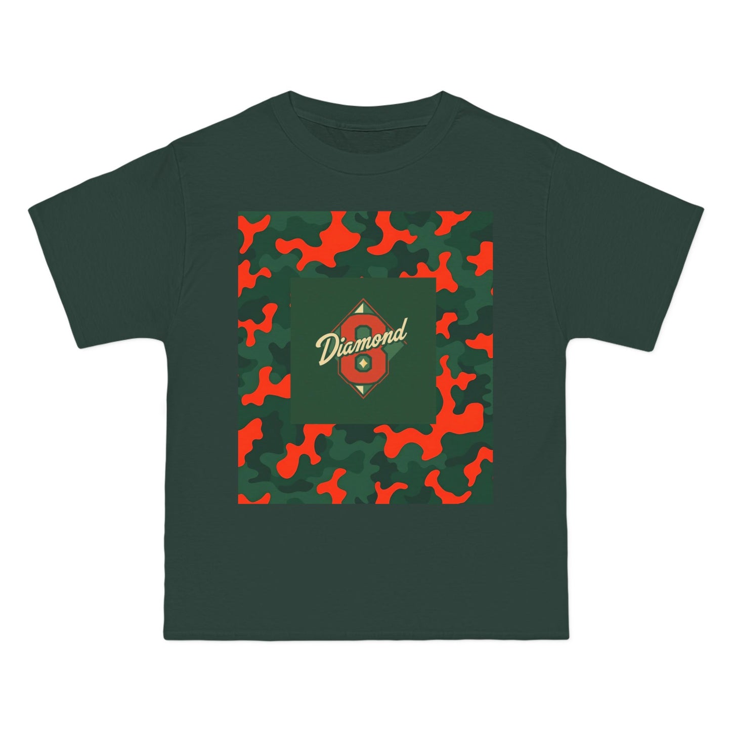 Camo Graphic Tee, Unisex, Trendy Streetwear, Stylish Summer Top, Perfect for Casual Outings - Green & Orange Camo Diamond 8