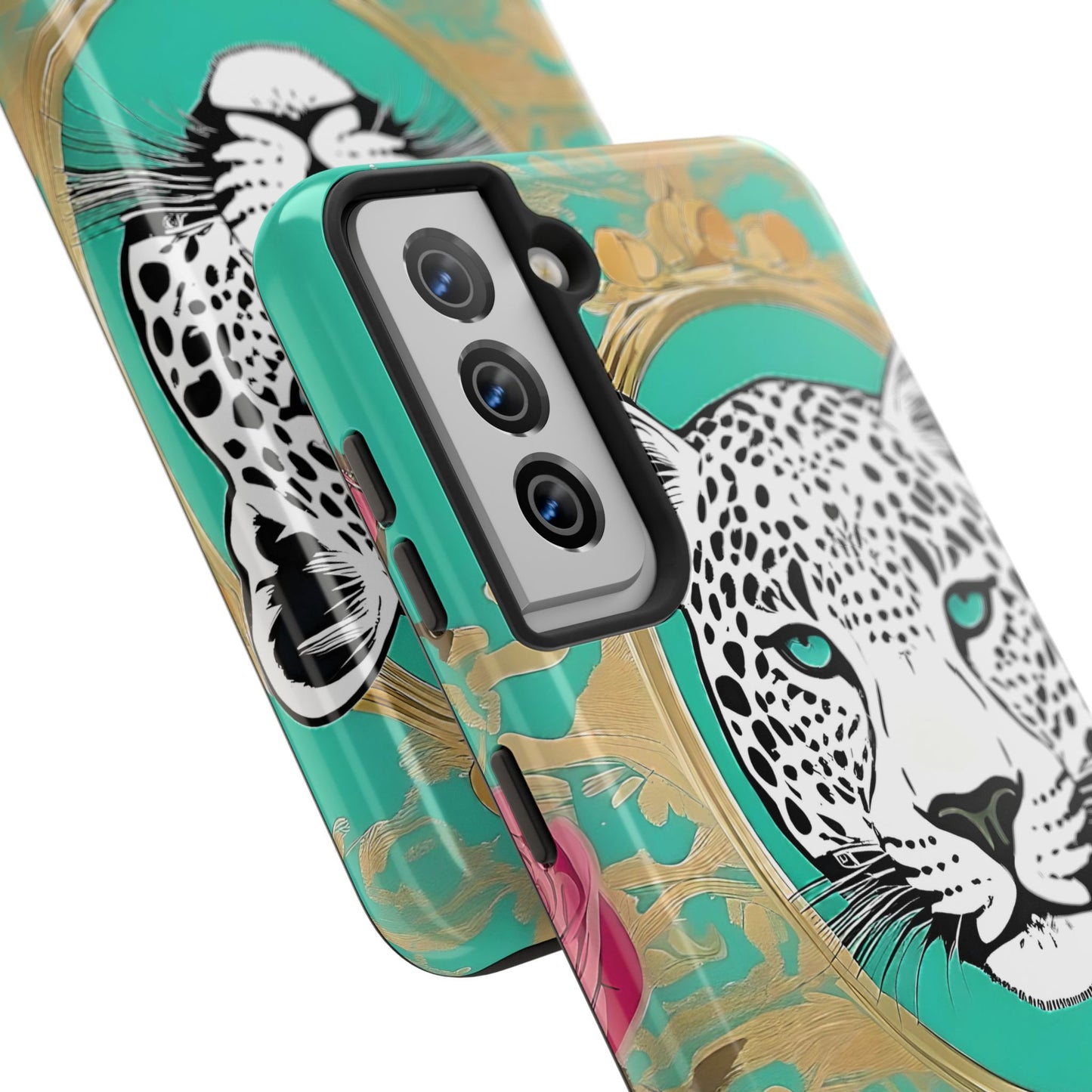 Leopard Tough Phone Case - Trendy Floral Design for Animal Lovers - Leopard & Rose