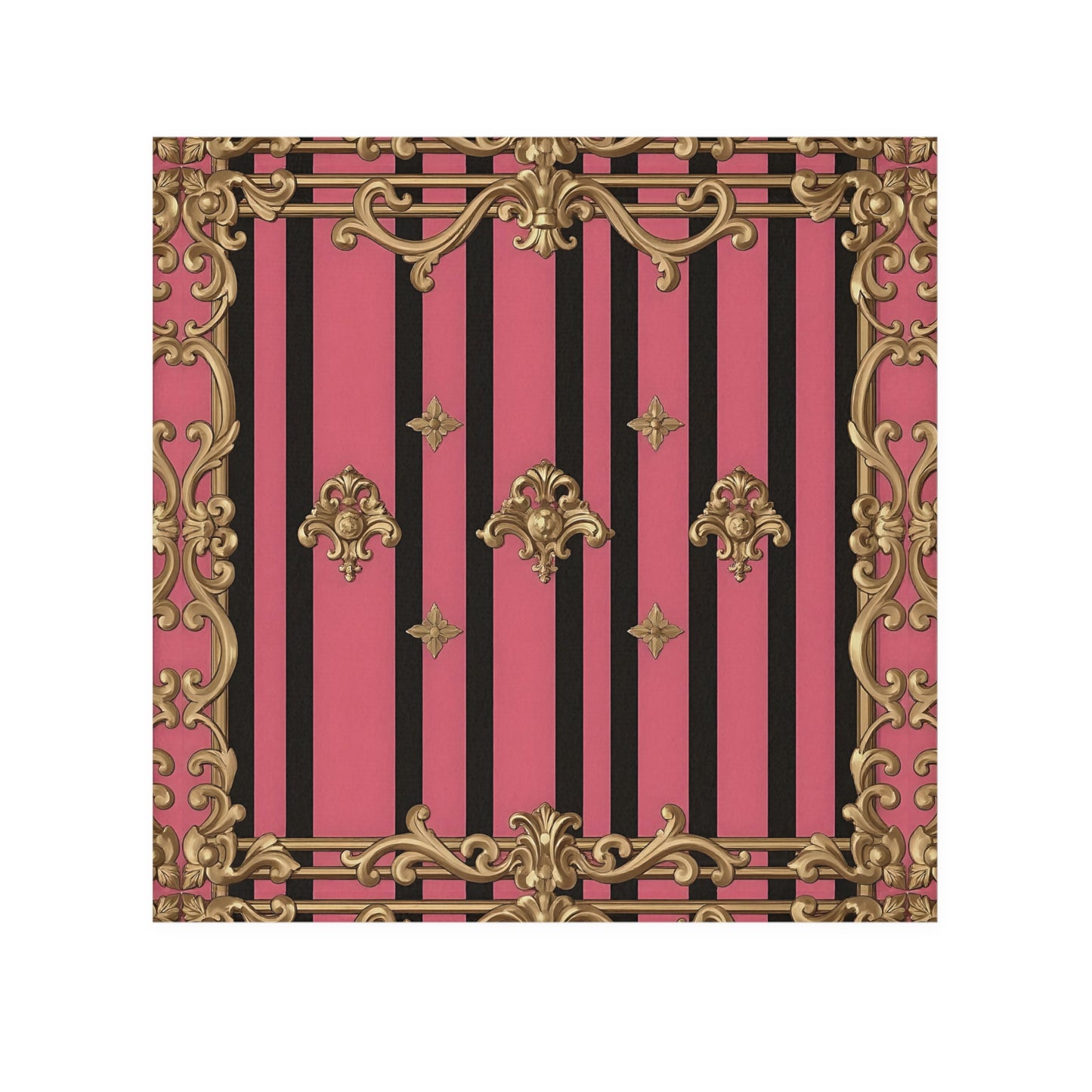 Chic Decorative Face Towel - Luxurious Pink and Gold Design, Spa Essentials, Home Décor, Gift for Her, Bridal Shower Decor - Pink Striped Gold Rococo