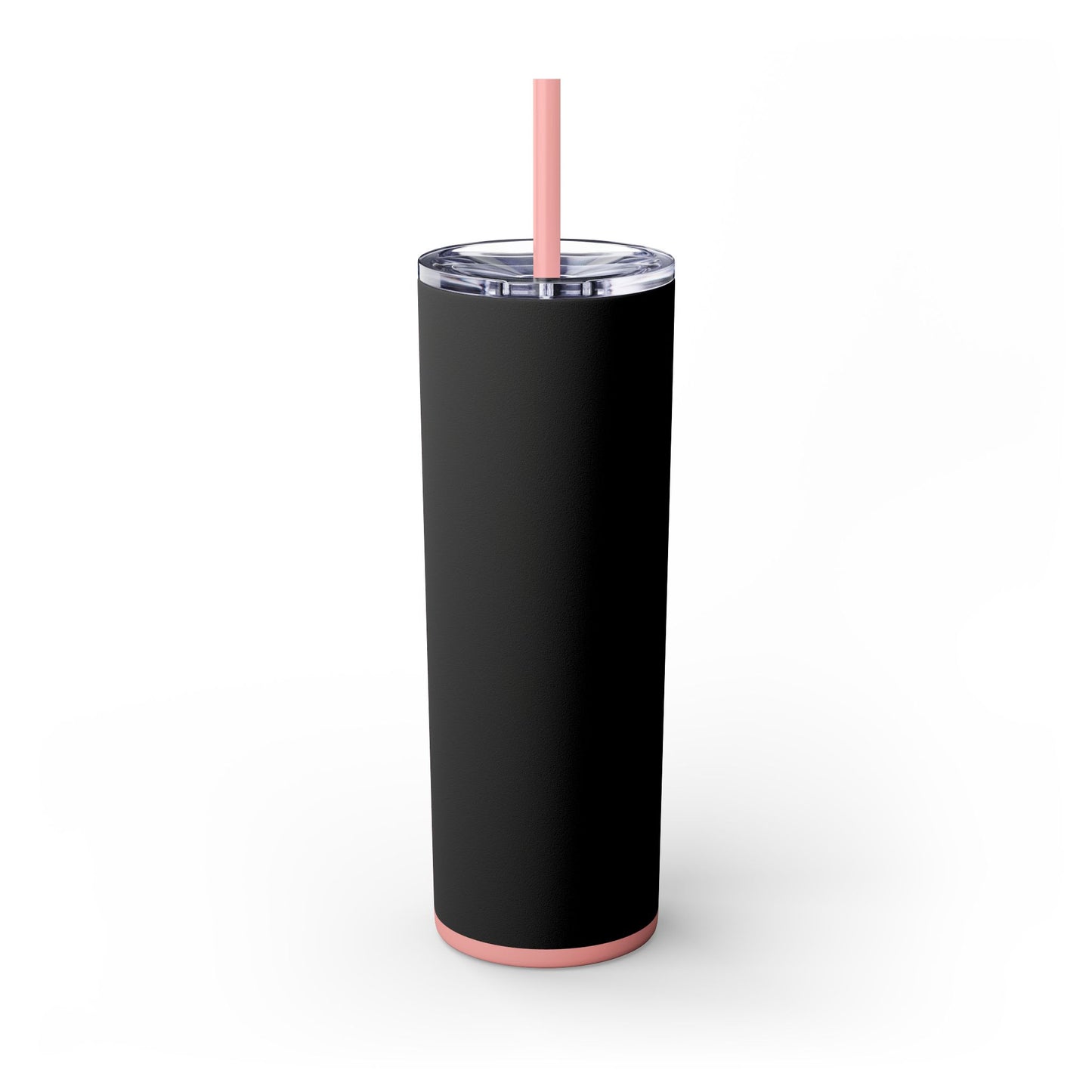 Stylish Black Skinny Tumbler with Straw, 20oz - Perfect for Coffee, Juice, and Smoothies, Ideal Gift for Any Occasion