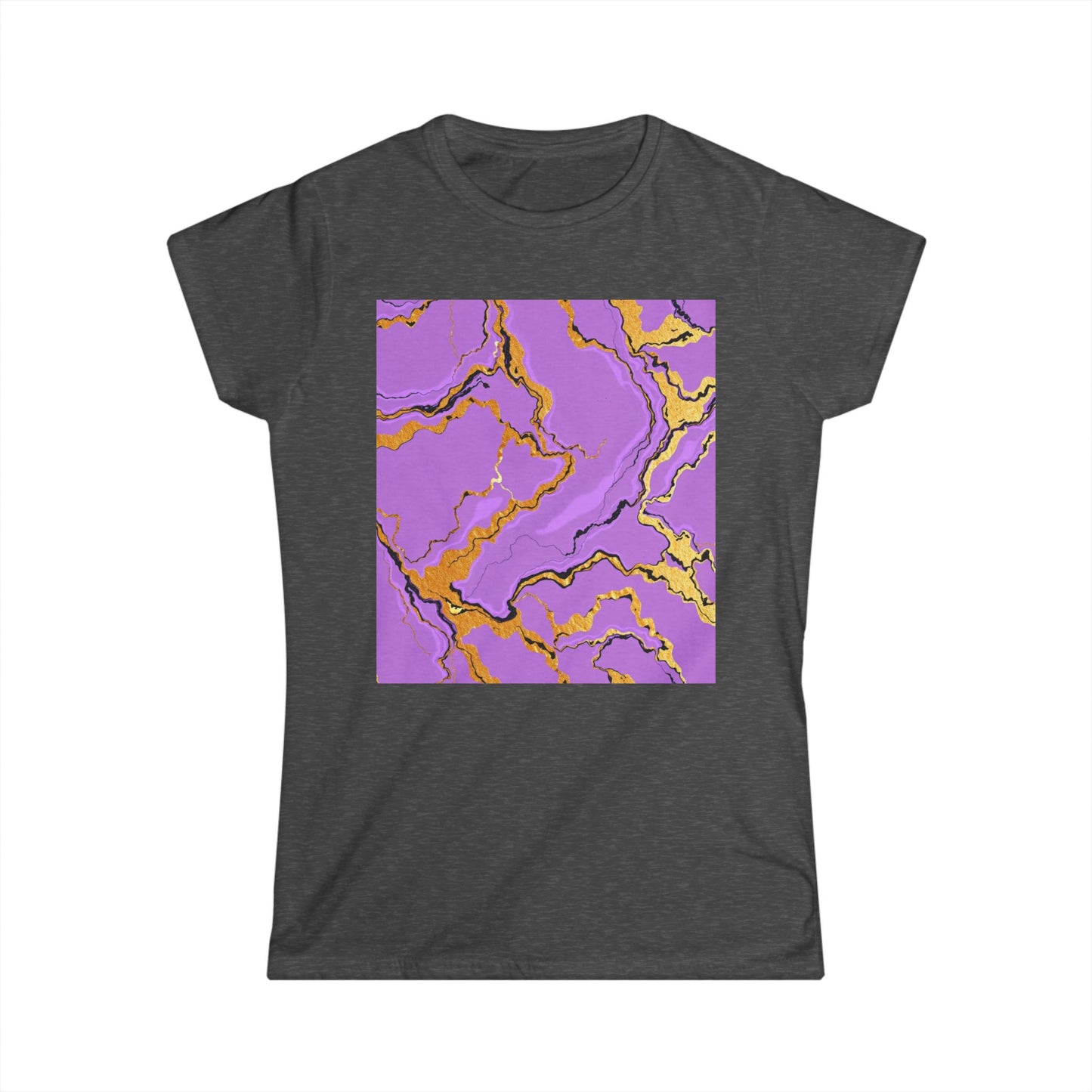 Lavender Marble Women’s Tee, Artistic Graphic Shirt, Fashionable Casual Wear, Gift for Her, Summer Style
