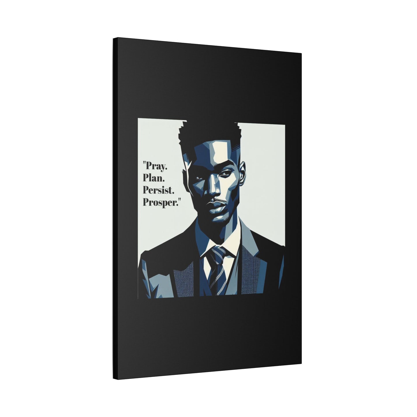 Afro Art Print Canvas, Wall Decor, Satin Stretched Canvas, African American Art, Office Decor, Home Decor - "Pray. Plan. Persist. Prosper."