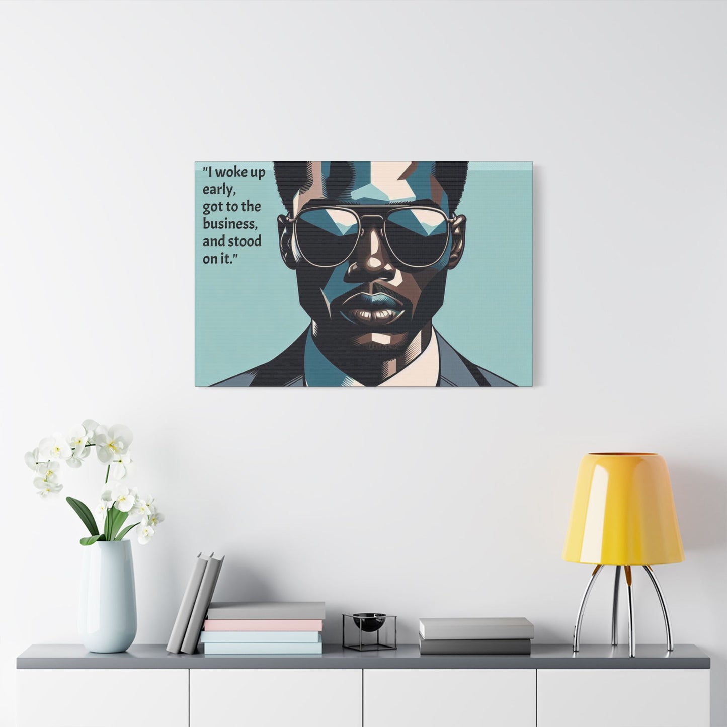 Afro Art Print Canvas, Wall Decor, Satin Stretched Canvas, African American Art, Office Decor, Home Decor - "I woke up early"