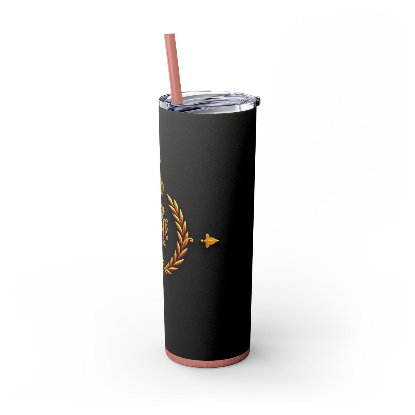 Elegant Gold Crown Skinny Tumbler with Straw, 20oz - Stylish Drinkware for Every Occasion, Royal Inspired, Ideal Gift for Her - Gold Crest