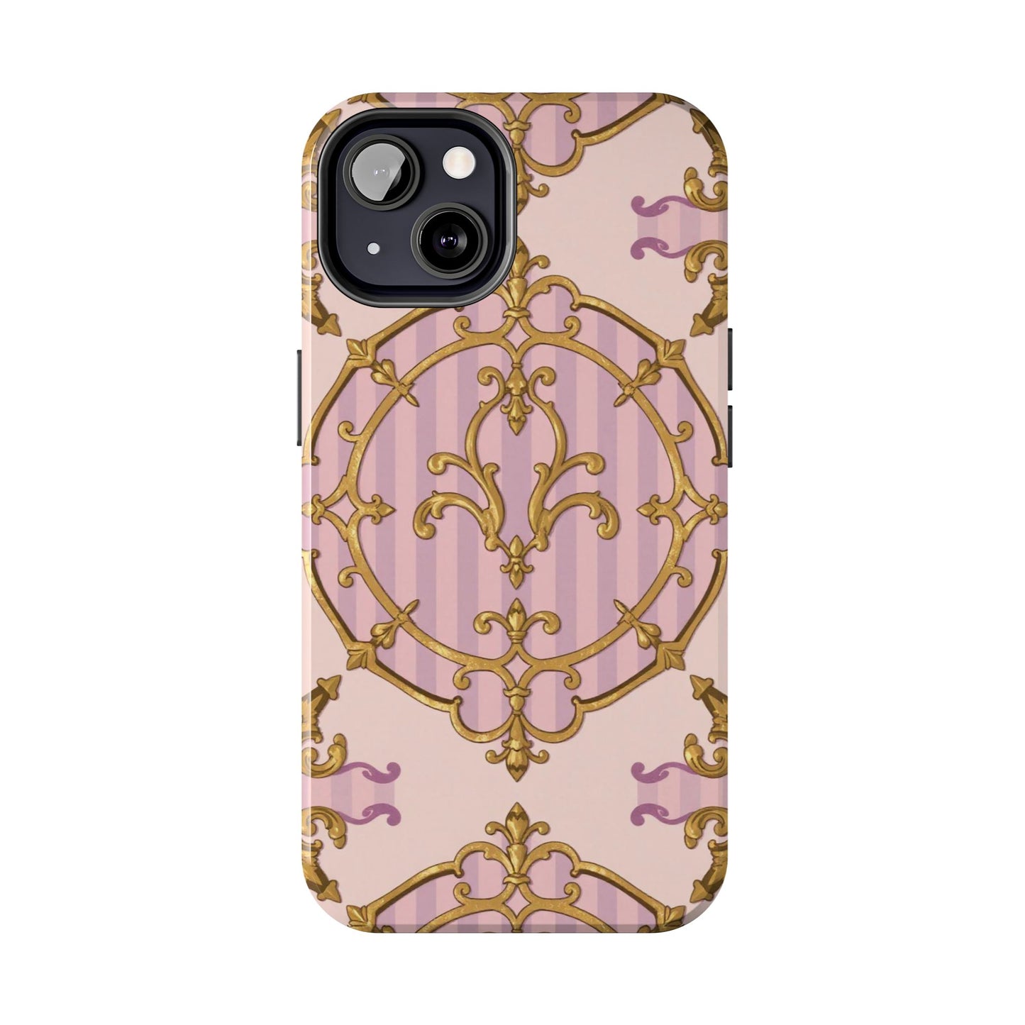 Elegant Vintage Phone Case, Tough Phone Case, Lavender & Alabaster Striped Gold Baroque Phone Cover, Stylish Phone Protector, Gift for Her