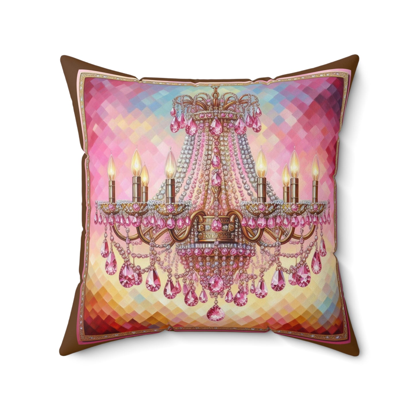 Elegant Glam Chandelier Pillow, Chic Home Decor, Elegant Gift for Her, Wedding Decoration, Vibrant Cushion - Pink Jeweled Chandelier