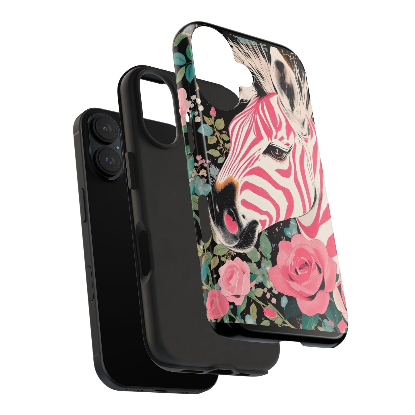 Pink Zebra Tough Phone Case - Trendy Floral Design for Animal Lovers