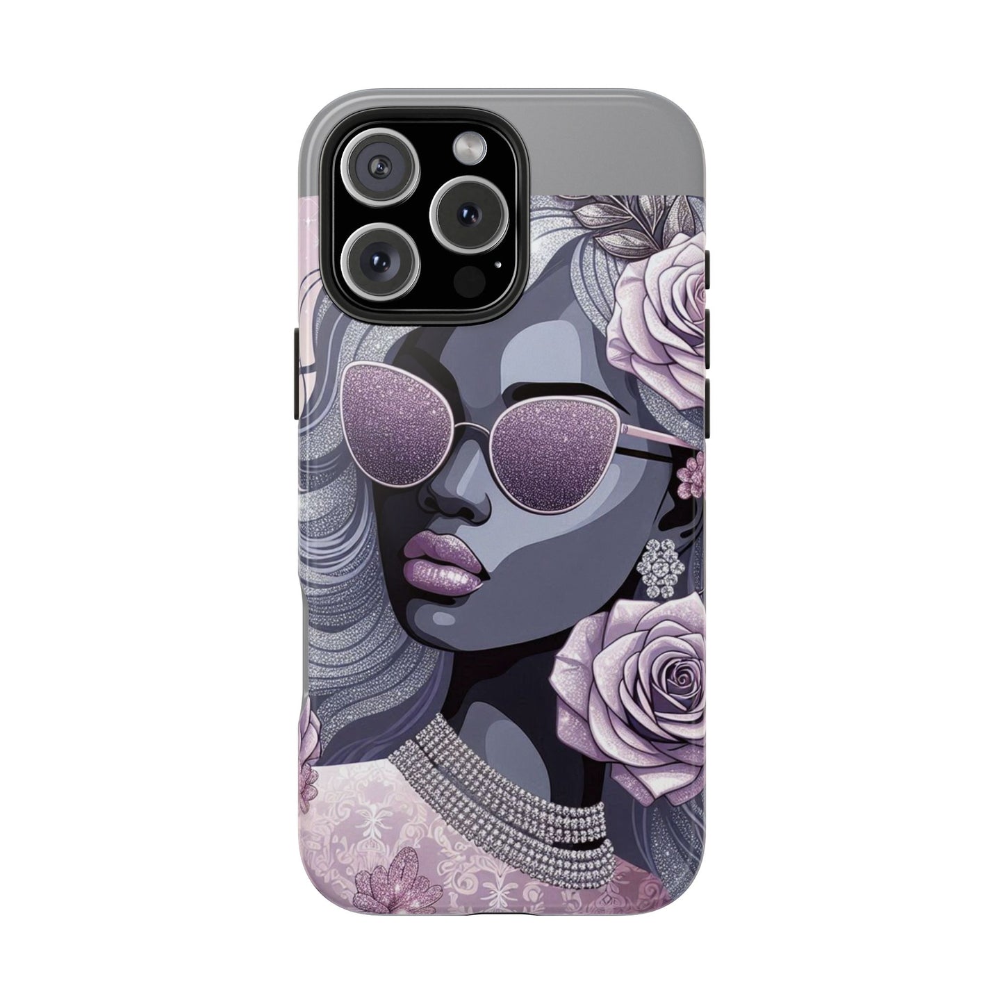 Glamorous Floral Tough Phone Case - Chic Protection for Trendsetters - Lilac & Lavender