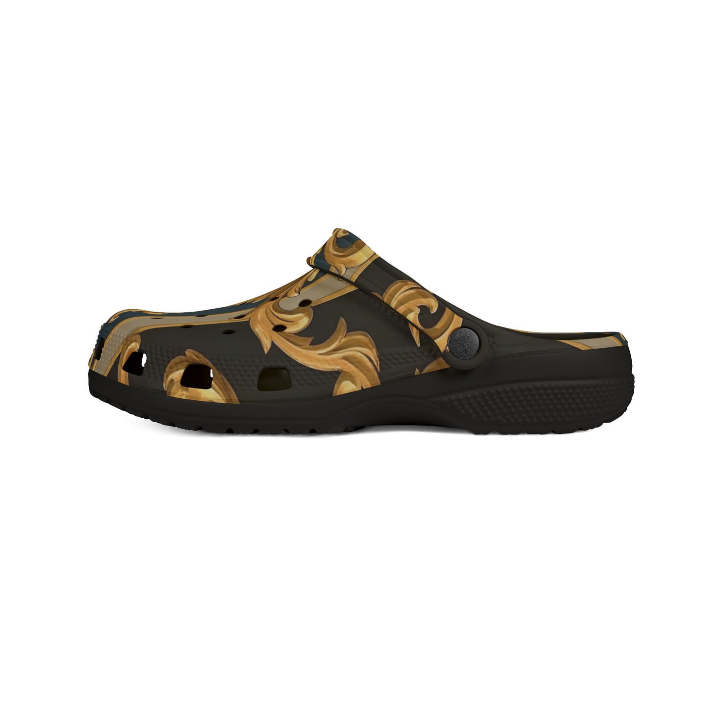 Elegant AOP EVA Foam Rubber Shoes, Stylish Comfort Footwear for Home, Fashionable Clogs - Blue & Black Striped Rococo