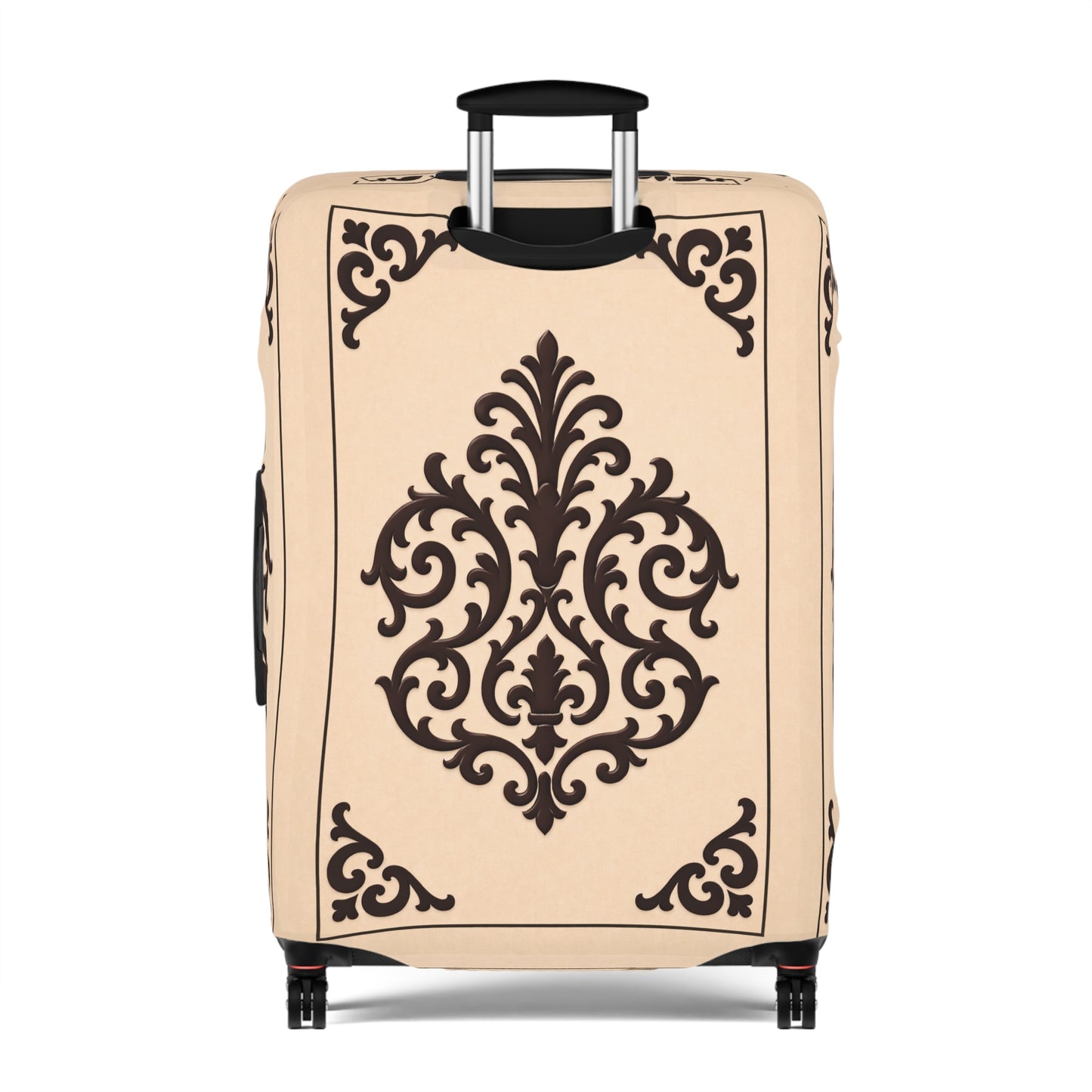 Almond-Beige & Brown Baroque Luggage Cover — Beige Vintage Travel Protector