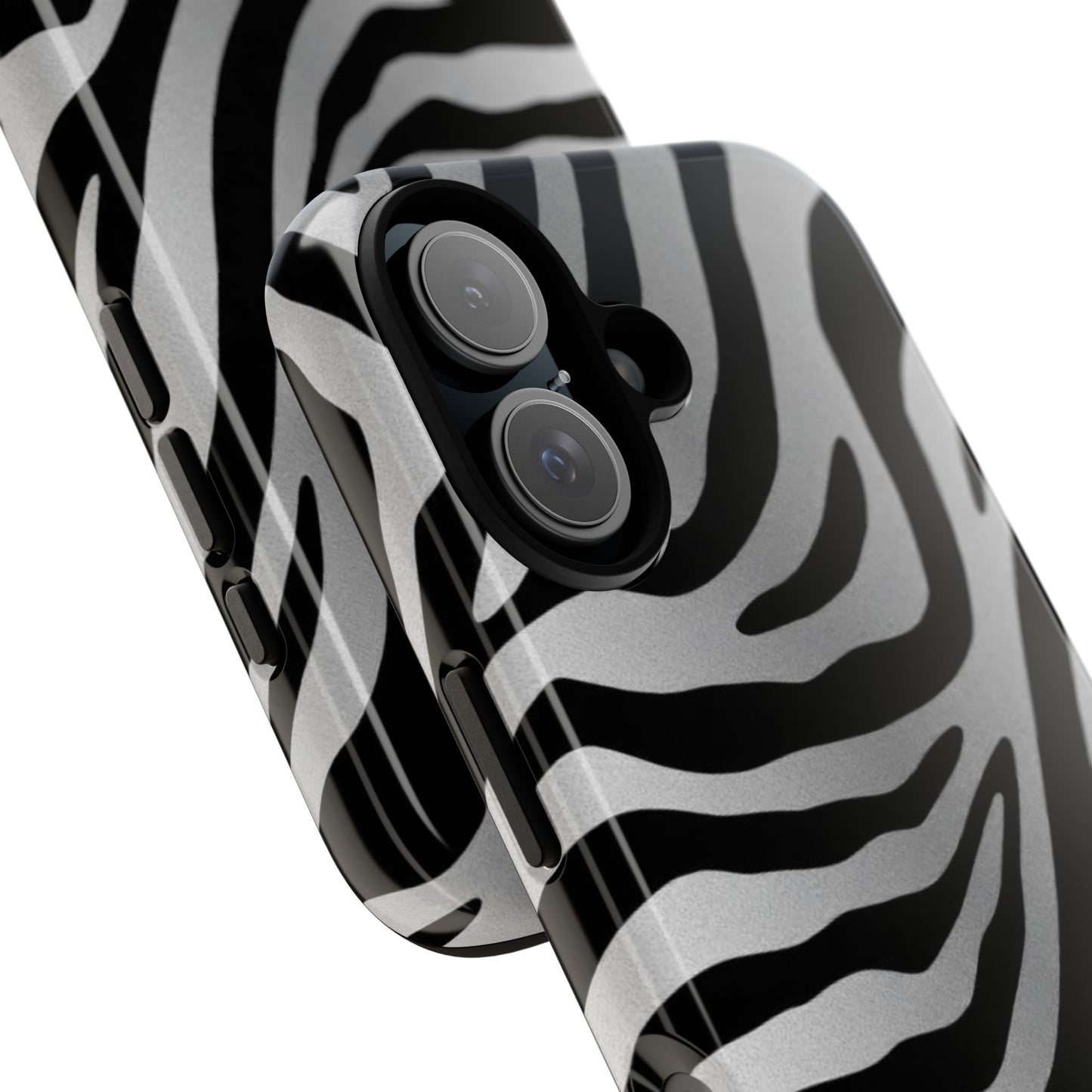 Zebra Print Tough Phone Case - Silver
