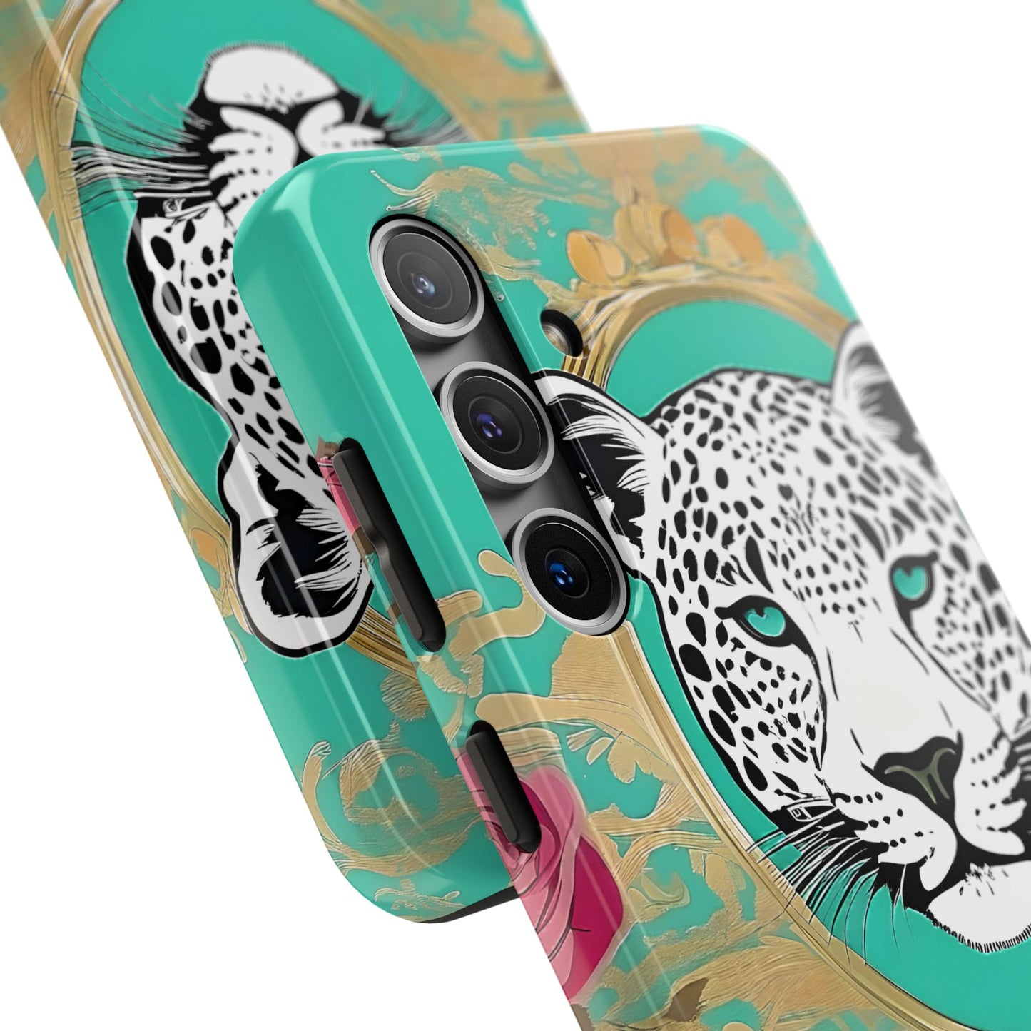 Leopard Tough Phone Case - Trendy Floral Design for Animal Lovers - Leopard & Rose