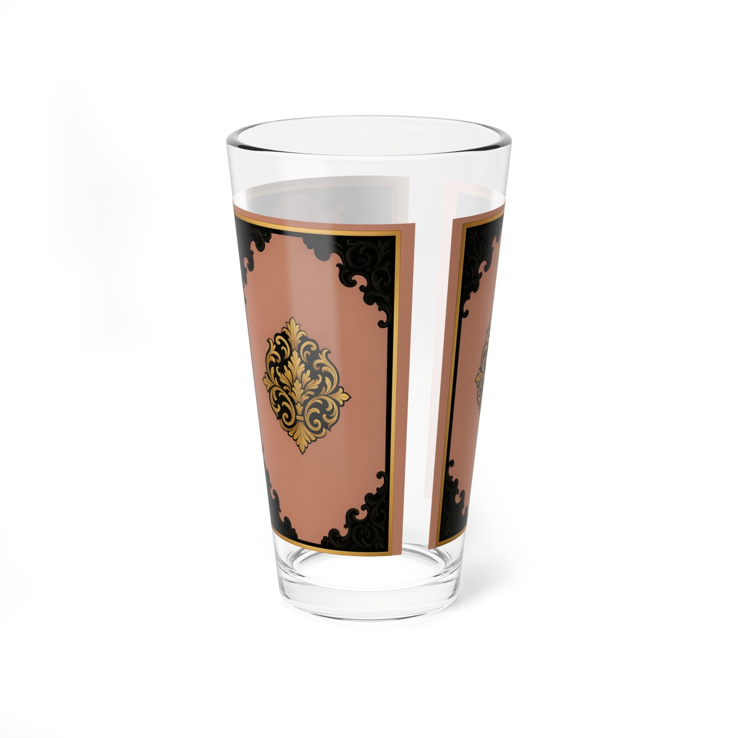 Mauve & Black-Gold Baroque Elegant Vintage Mixing Glass | 16oz | Home Barware, Gift for Cocktail Lovers, Wedding Gift
