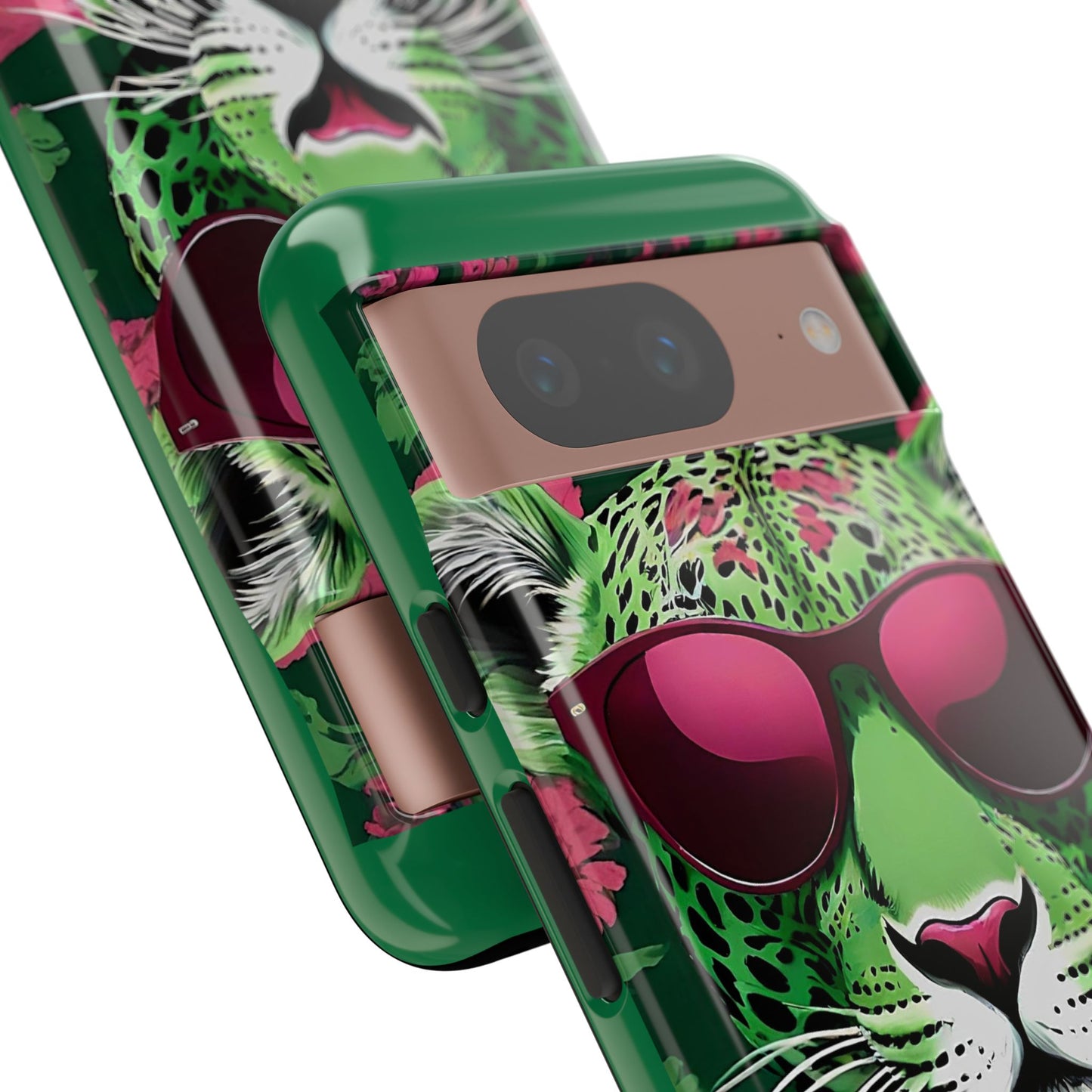 Phone Case - Lime Green & Burgundy Leopard In Sunglasses Design