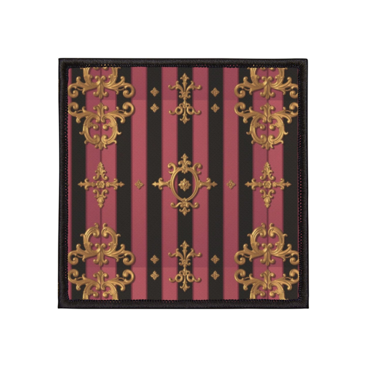 Black & Mauve Striped Gold Baroque-Inspired Iron-On Patches for Jackets, Bags, and Crafts - Perfect for Creative DIY Projects
