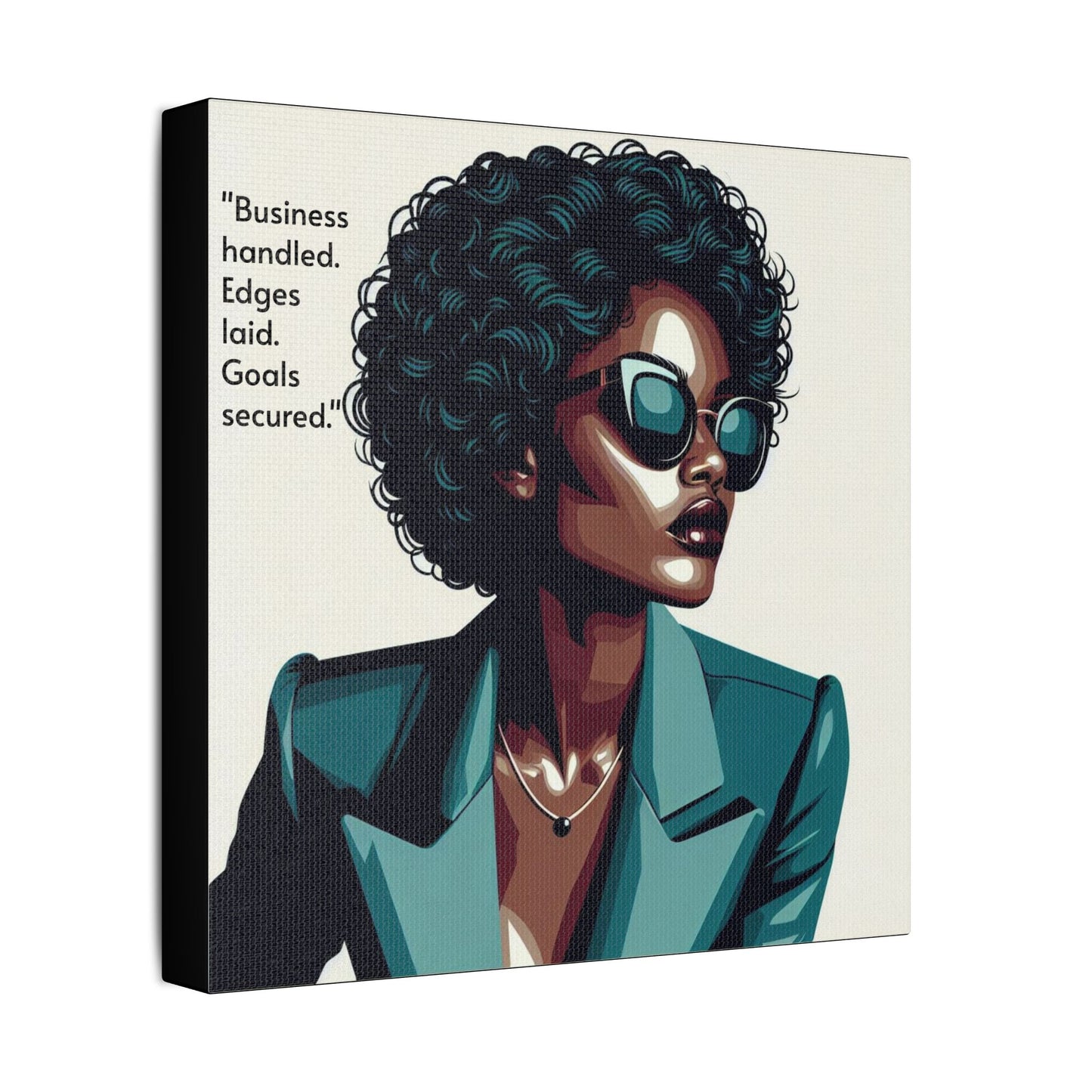 Afro Art Print Canvas, Wall Decor, Satin Stretched Canvas, African American Art, Office Decor, Home Decor - "Business handled."