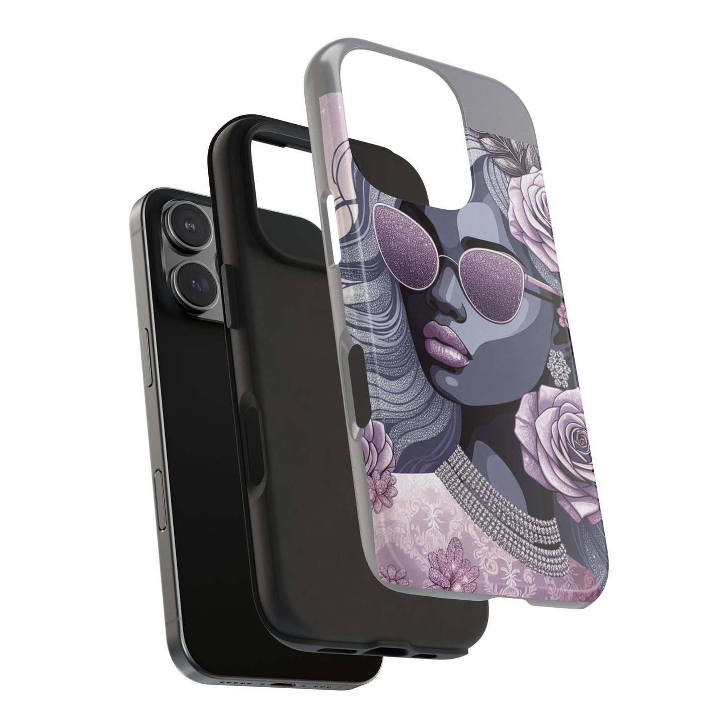 Glamorous Floral Tough Phone Case - Chic Protection for Trendsetters - Lilac & Lavender