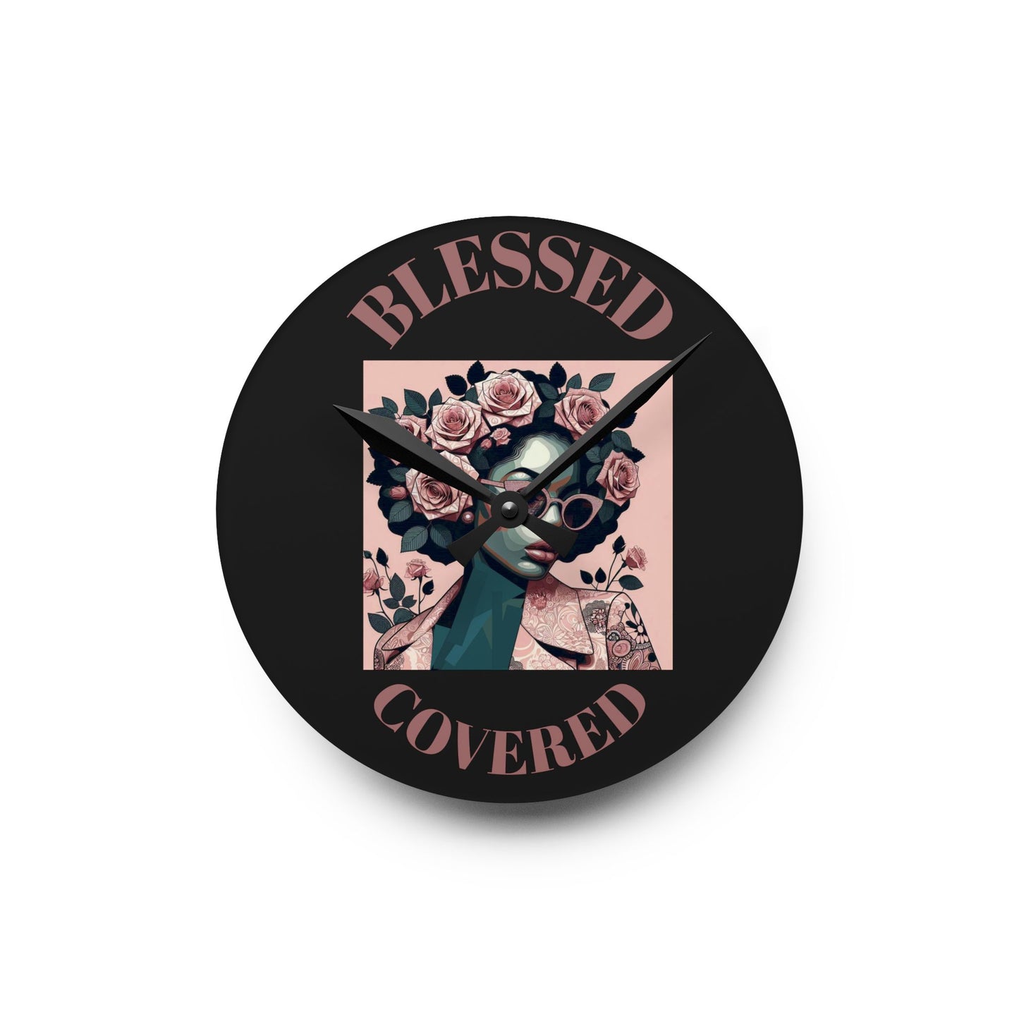 Stylish Acrylic Wall Clock - Blessed & Covered Design, Modern Home Decor, Unique Gift, Wall Art, Timeless Elegance