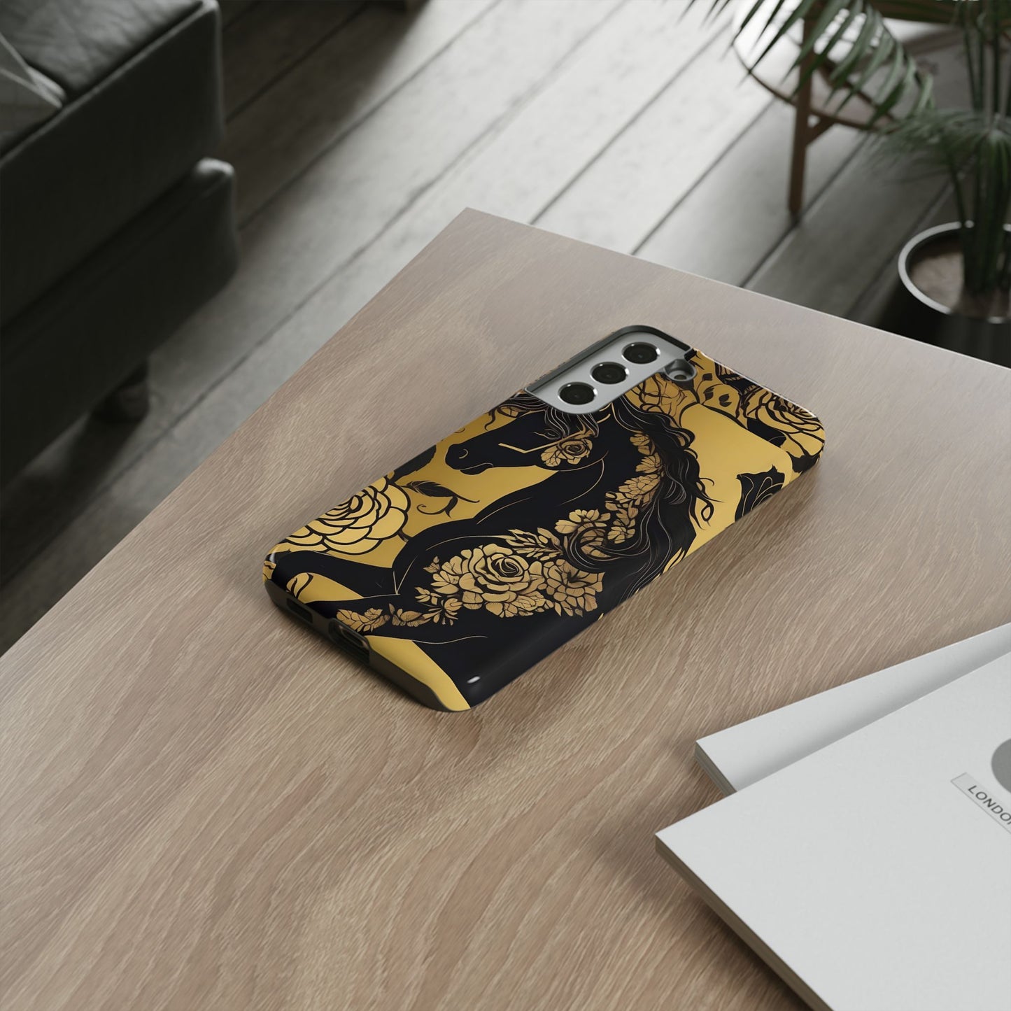 Phone Case - Elegant Horse & Roses Design