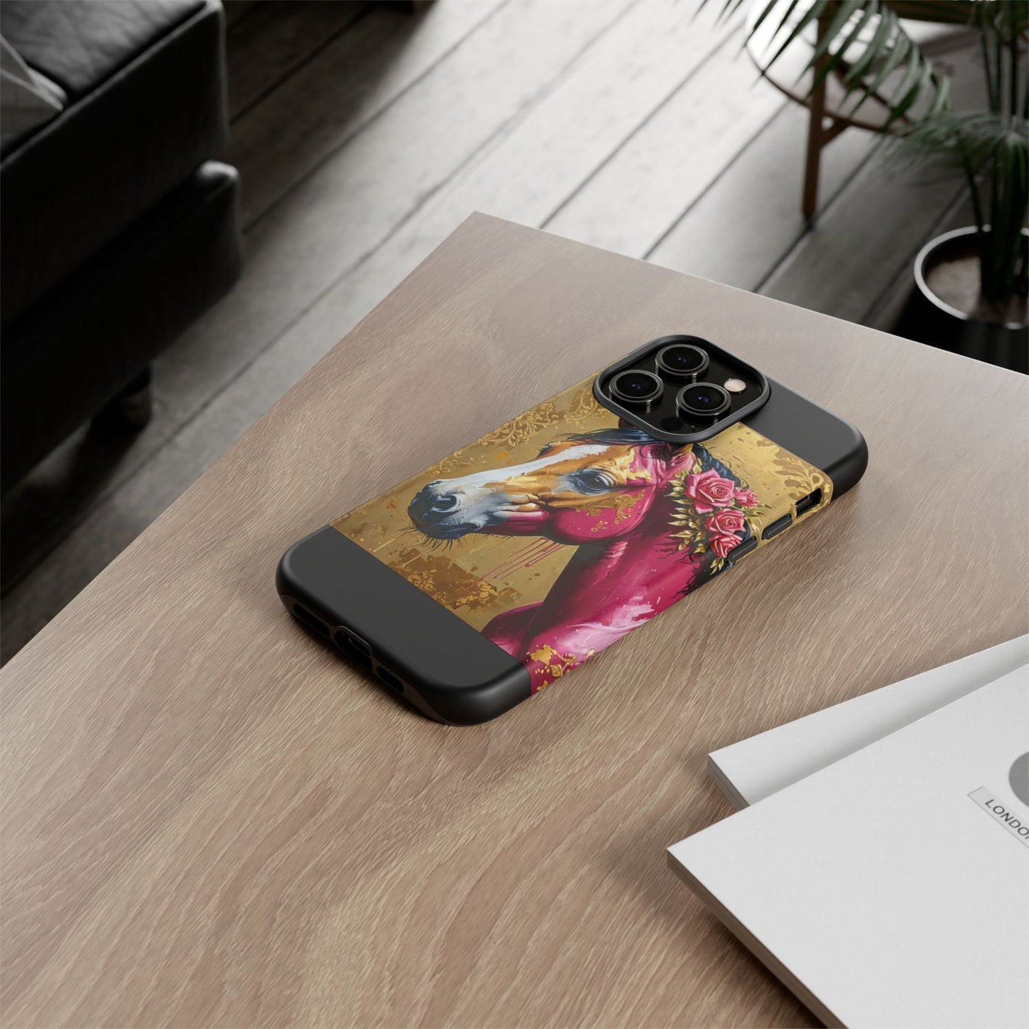 Phone Case - Elegant Horse Damask Design