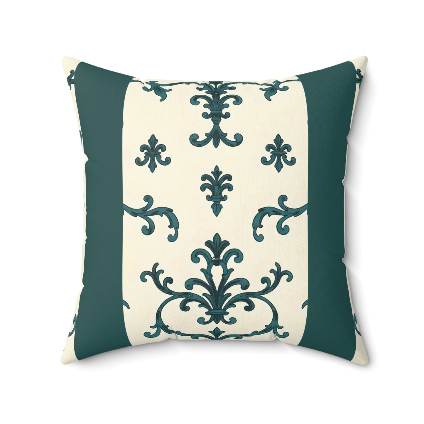 Spun Polyester Square Pillow - Teal Striped Rococo