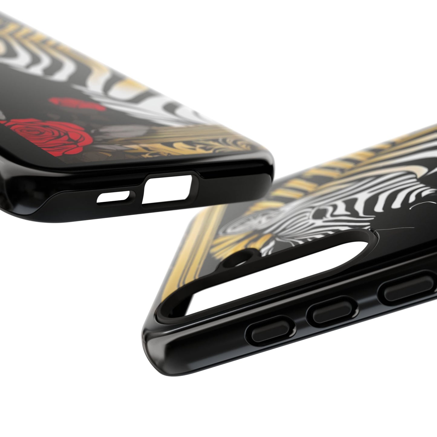 Phone Case - Elegant Zebra & Roses Design