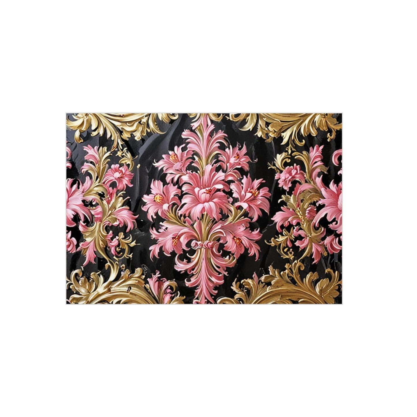 Elegant Floral Foam Board | Decorative Wall Art, Home Decor, Wedding Decor, Party Backdrop - Black & Pink Oil Painting Style Rococo