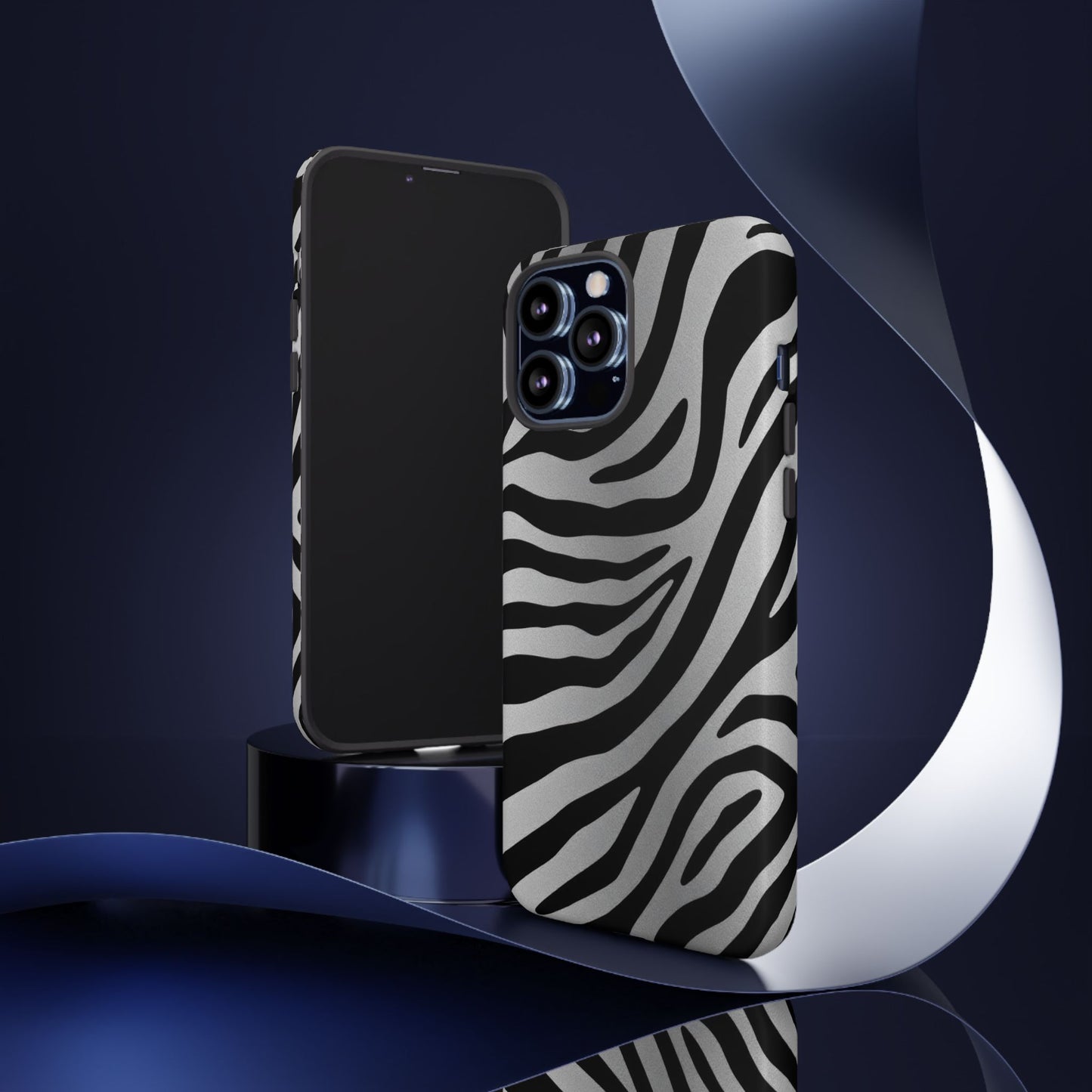 Zebra Print Tough Phone Case - Silver