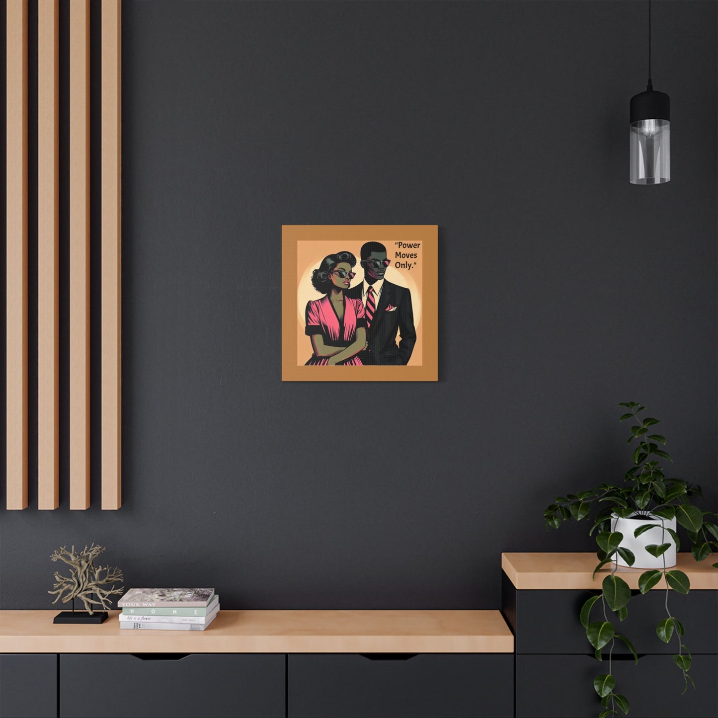 Afro Art Print Canvas, Wall Decor, Satin Stretched Canvas, African American Art, Office Decor, Home Decor - "Power Moves Only."