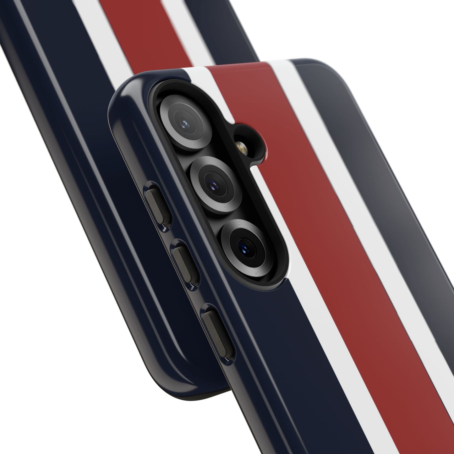 Lunar Midnight & Red-White Striped Stylish Phone Case - Tough Cases, Custom iPhone Cover, Sleek Phone Accessories, Gifts for Him/Her