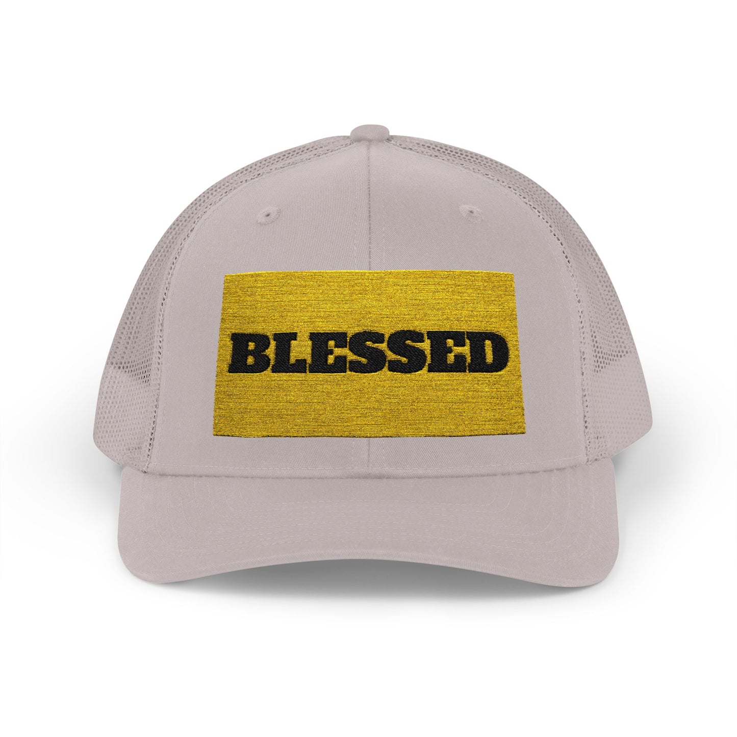 Blessed In Gold Snapback Trucker Cap for Everyday Inspiration, Faith-Based Accessory, Adjustable Hat, Gift for Friends, Motivational Cap